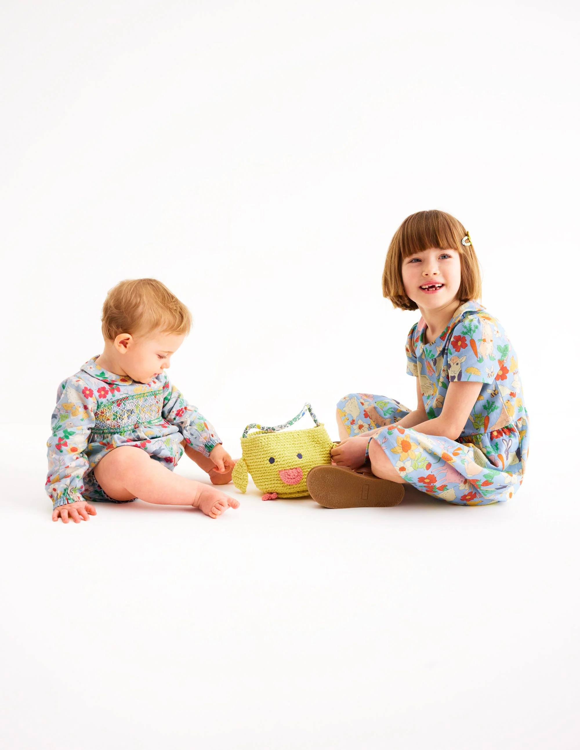 Heart Pocket Fun Jersey Dress-Misty Blue Spring Meadow - Image 5