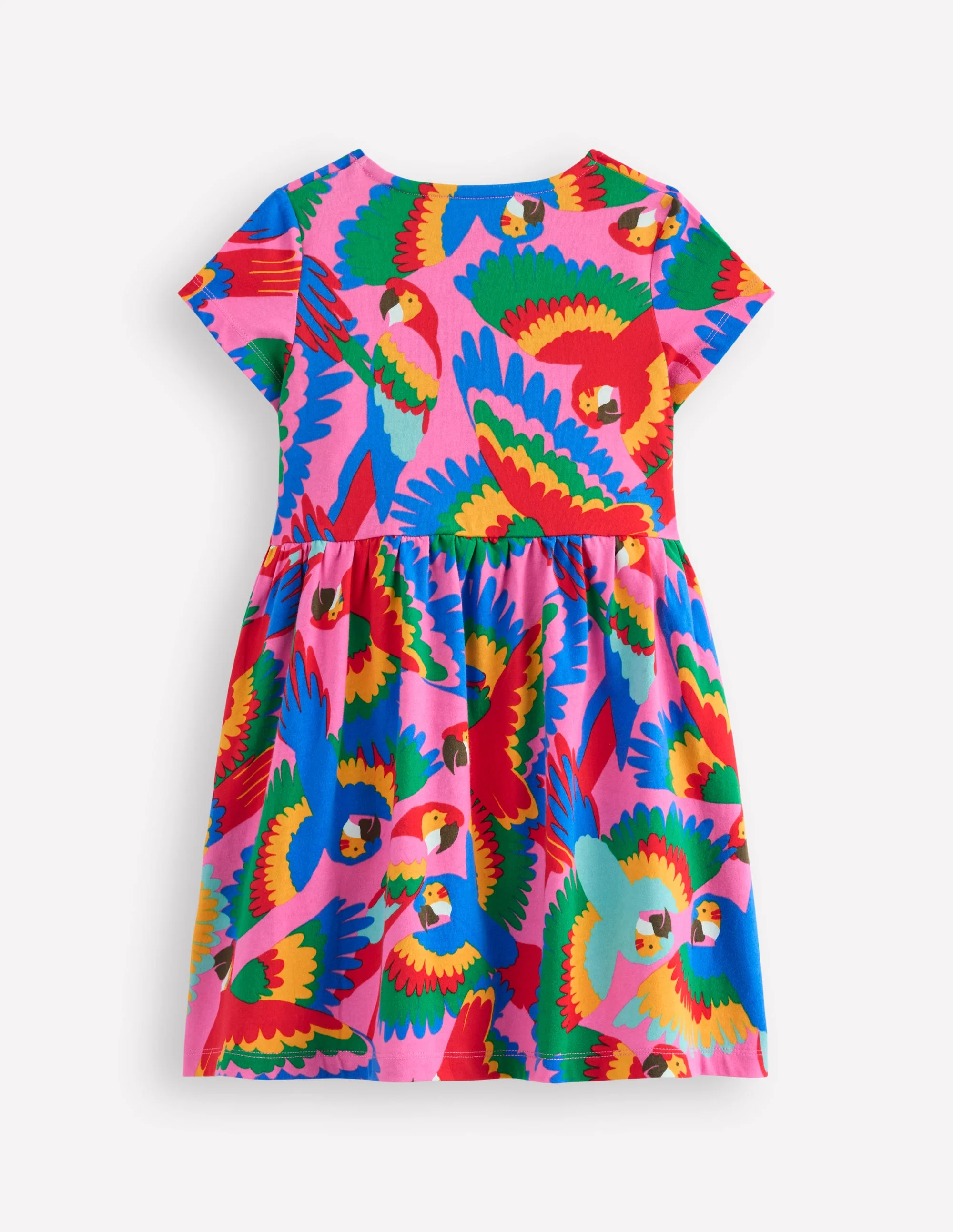 Heart Pocket Fun Jersey Dress-Multi Rainbow Parrot - Image 2