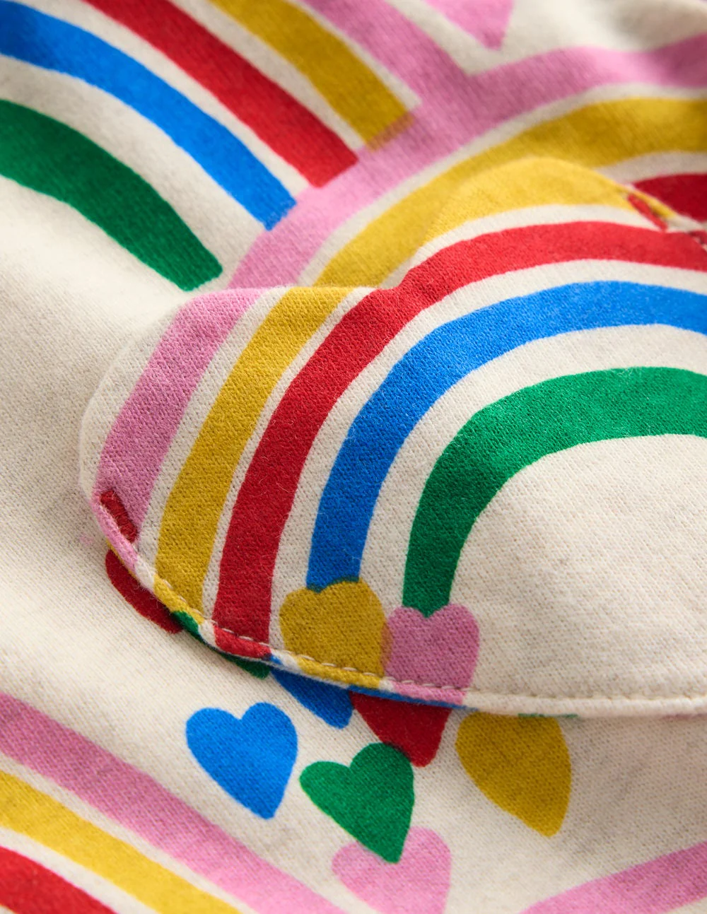 Heart Pocket Fun Jersey Dress-Oatmeal Marl Rainbow Hearts - Image 3