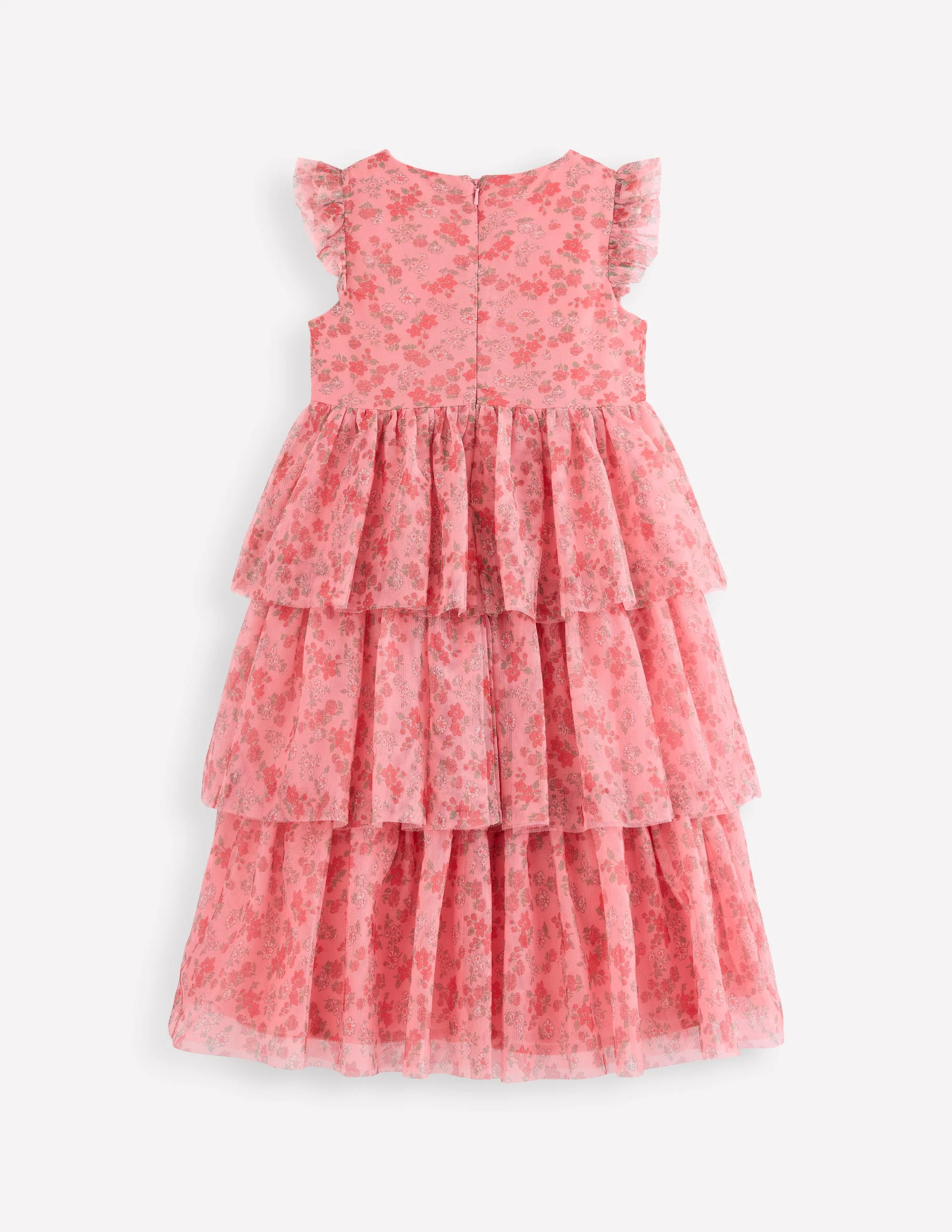 Heart Tulle Dress-Salmon Pink Meadow Floral - Image 2