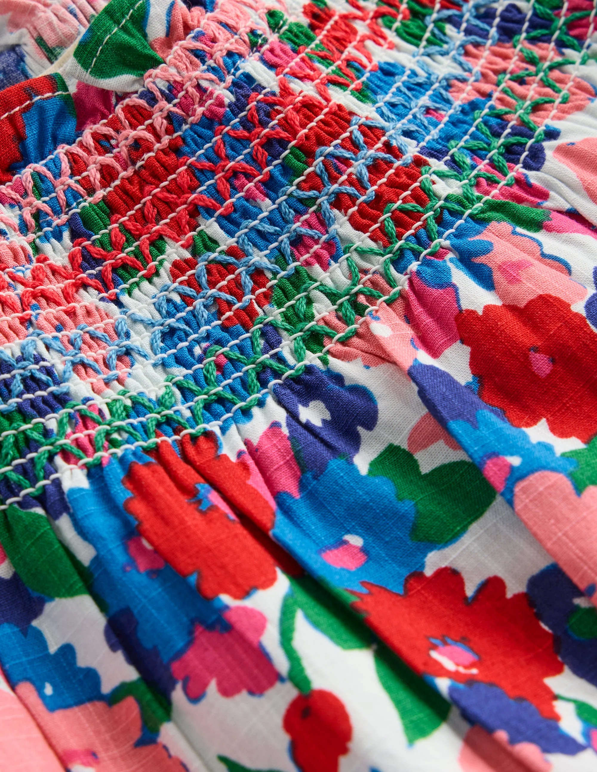 Holiday Smocked Dress-Multi Floral - Image 3