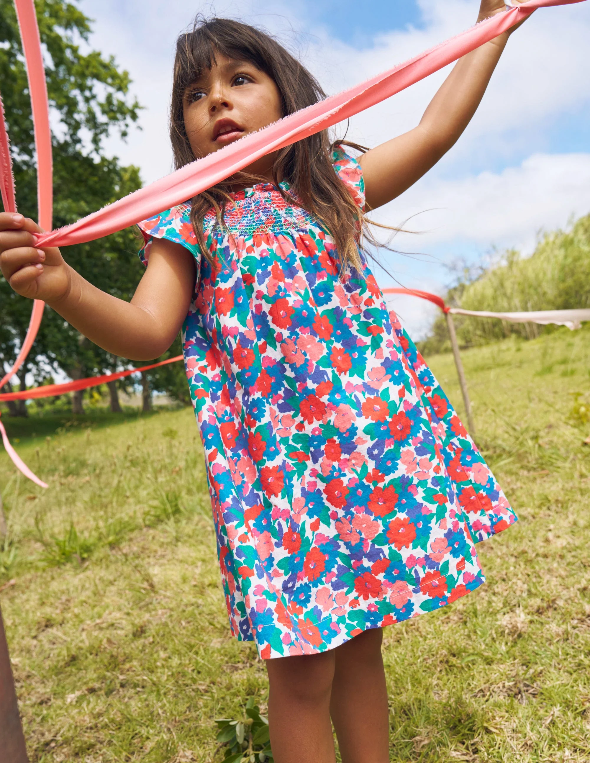 Holiday Smocked Dress-Multi Floral - Image 4