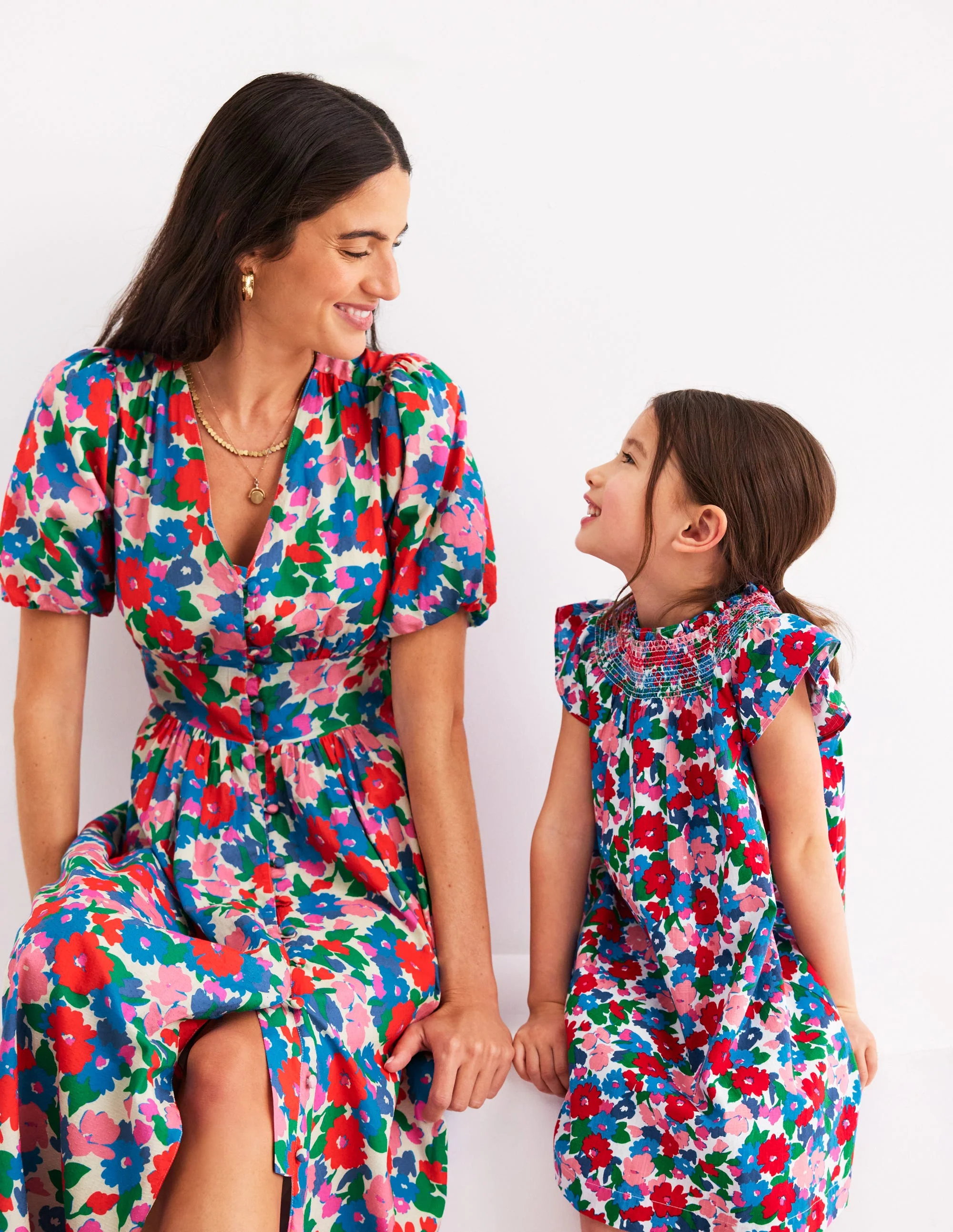 Holiday Smocked Dress-Multi Floral - Image 6