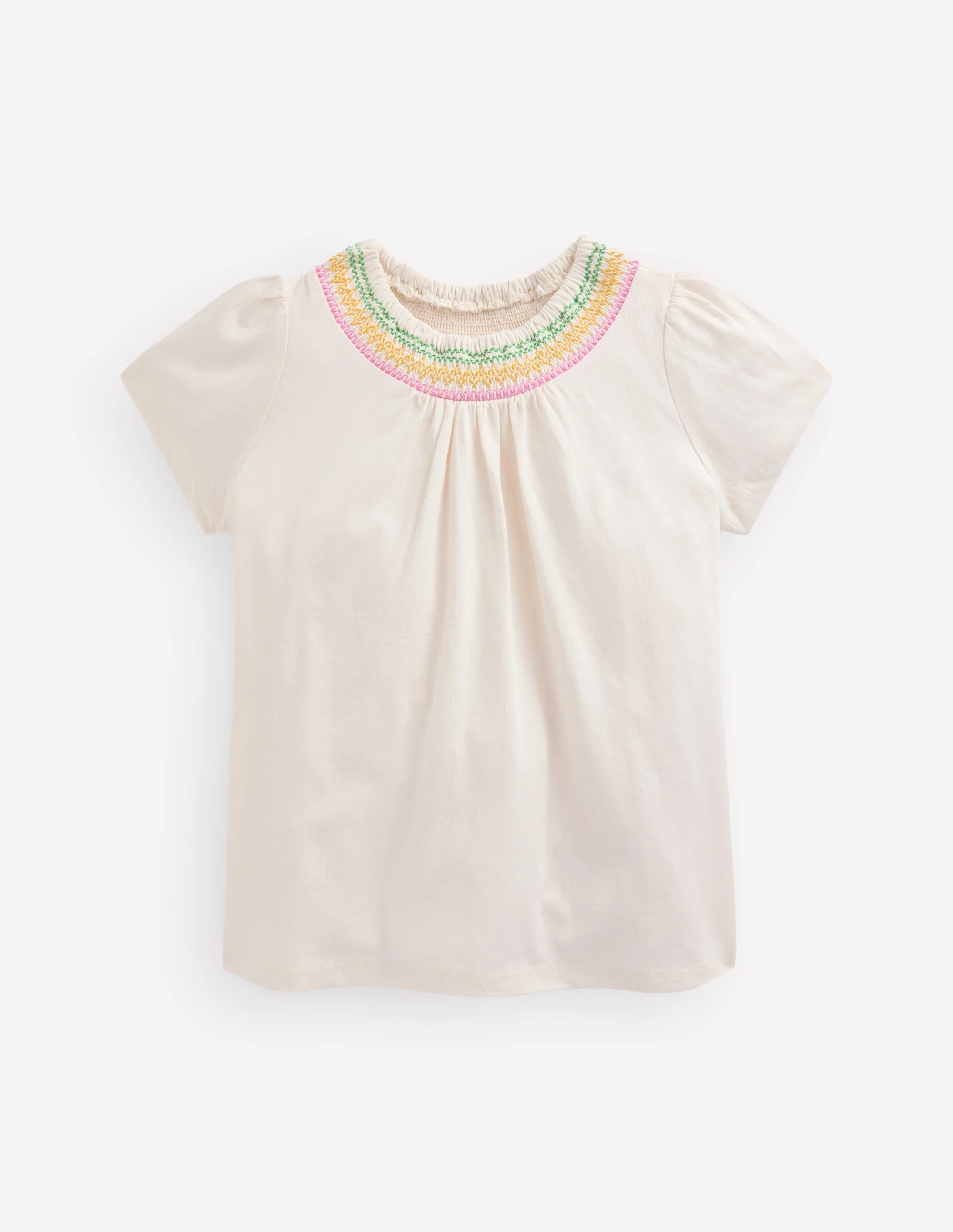 Jersey Smocked Top-Soft Ivory