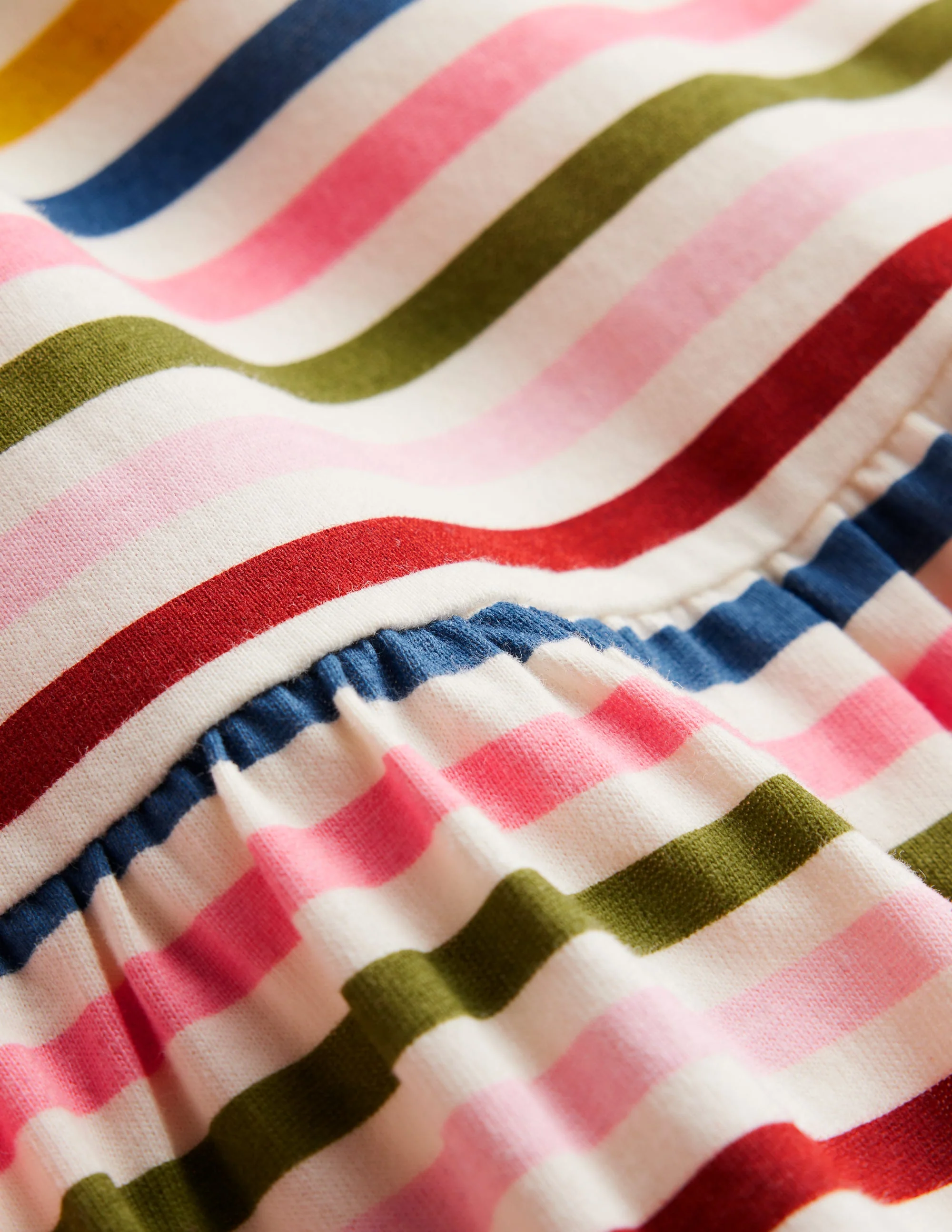 Jersey T-Shirt Dress-Maroon, Pink and Blue Stripe - Image 3