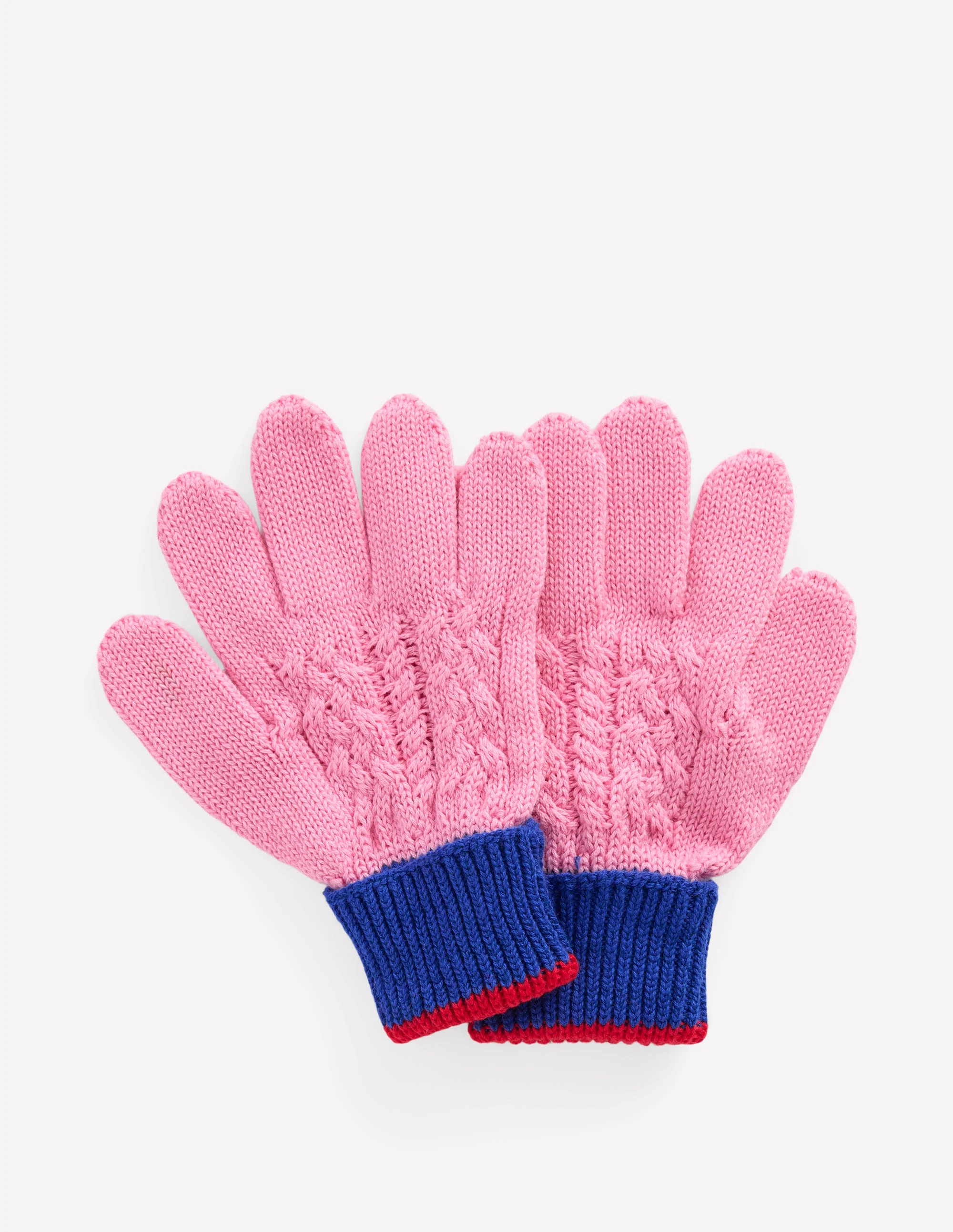 Knitted Gloves-Pink Colourblock