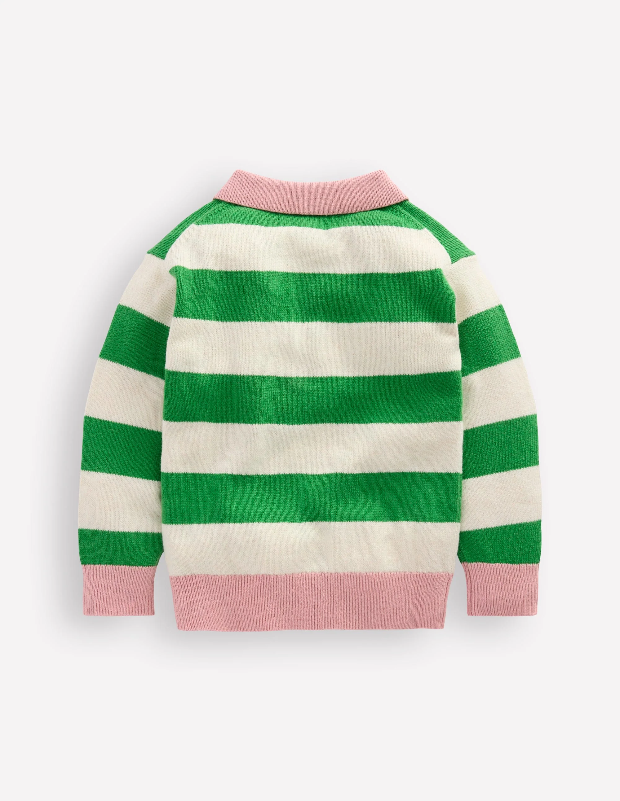 Knitted Rugby Jumper-Pea Green/Ecru Marl - Image 5