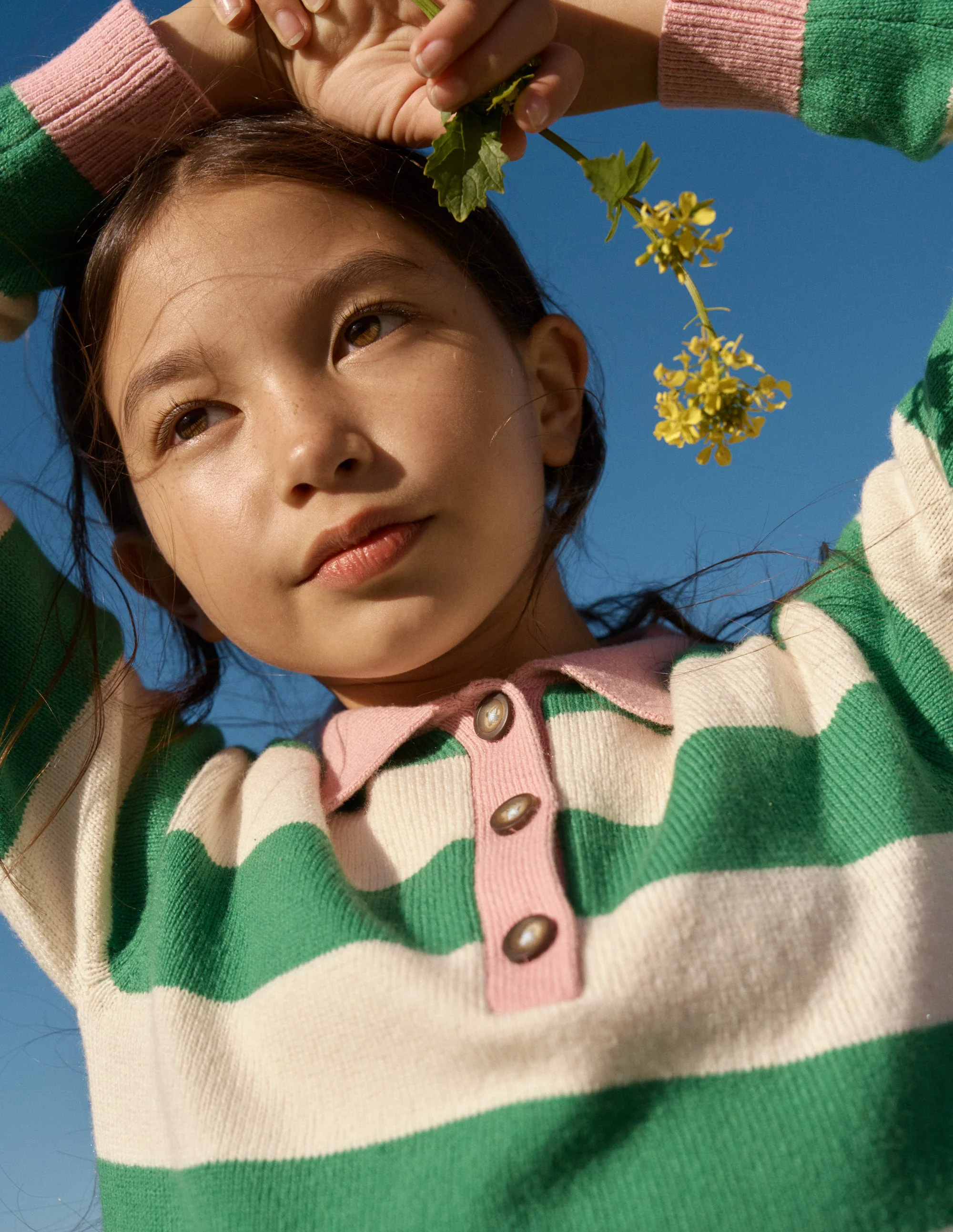Knitted Rugby Jumper-Pea Green/Ecru Marl - Image 7