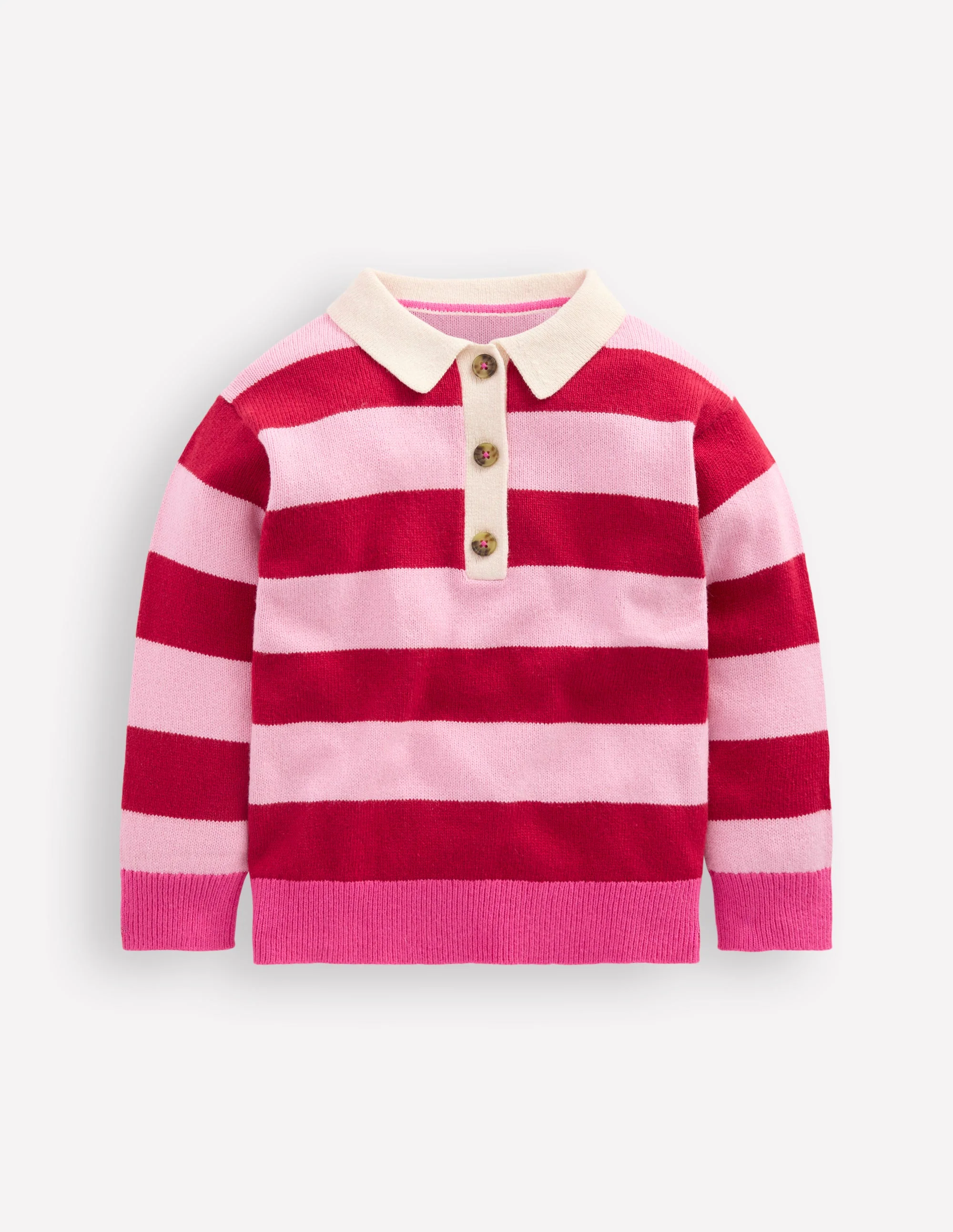 Knitted Rugby Jumper-Port/ Pink Stripe - Image 4