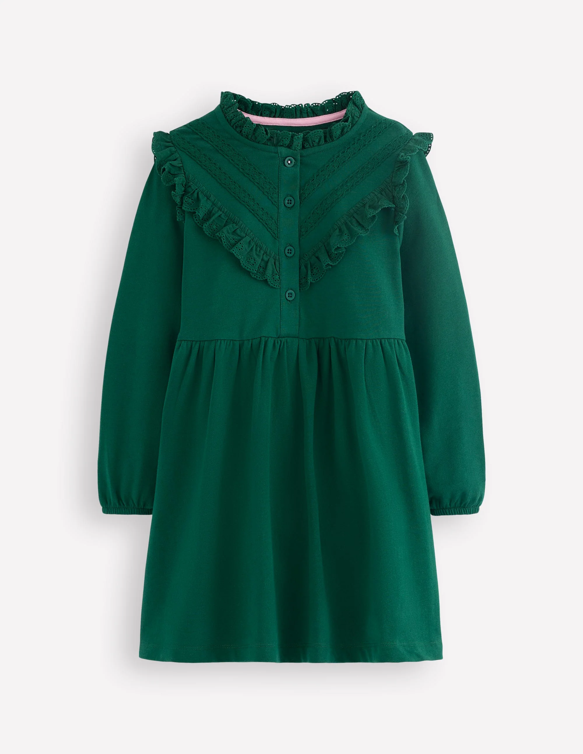 Lace Trim Sweatshirt Dress-Emerald Night - Image 5