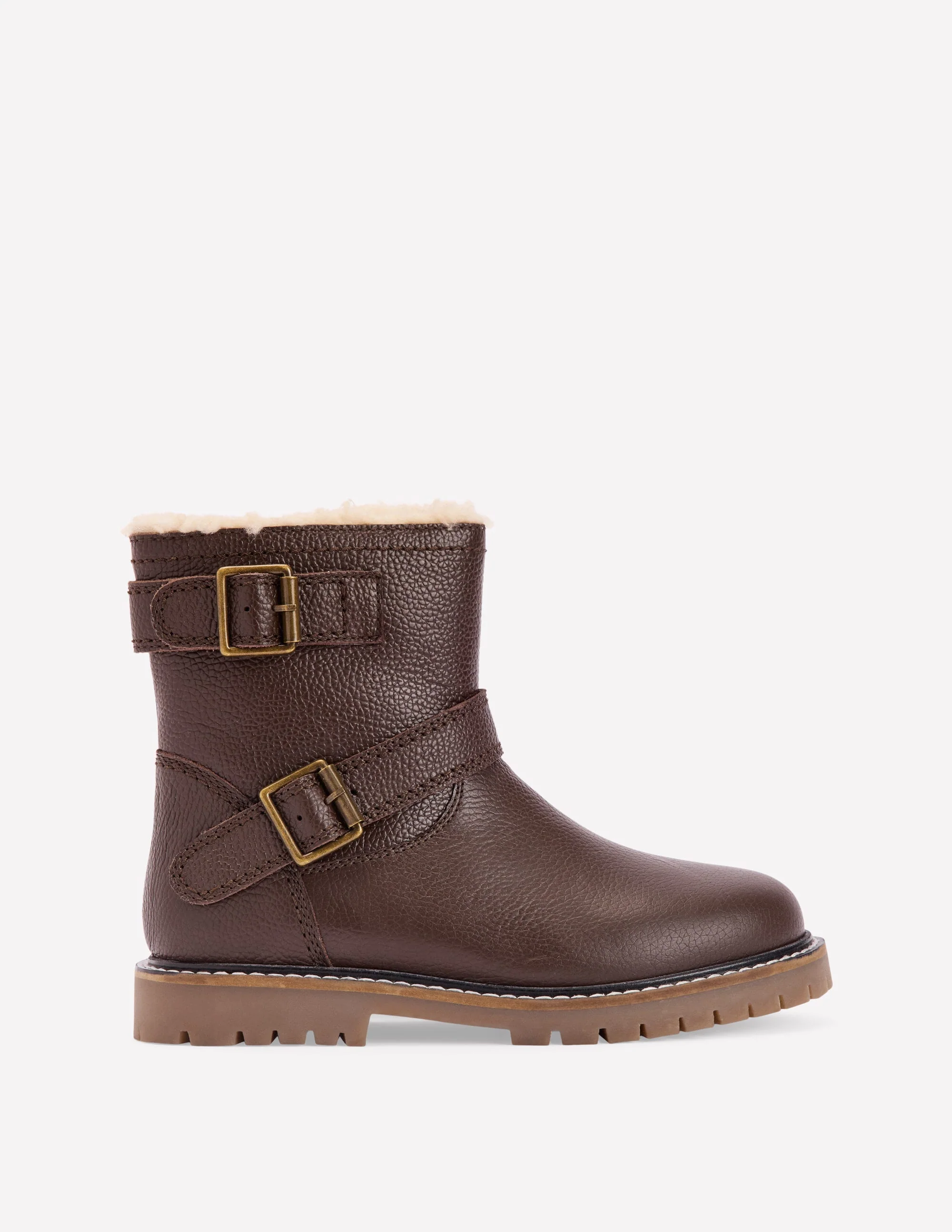 Leather Biker Boots-Dark Chocolate