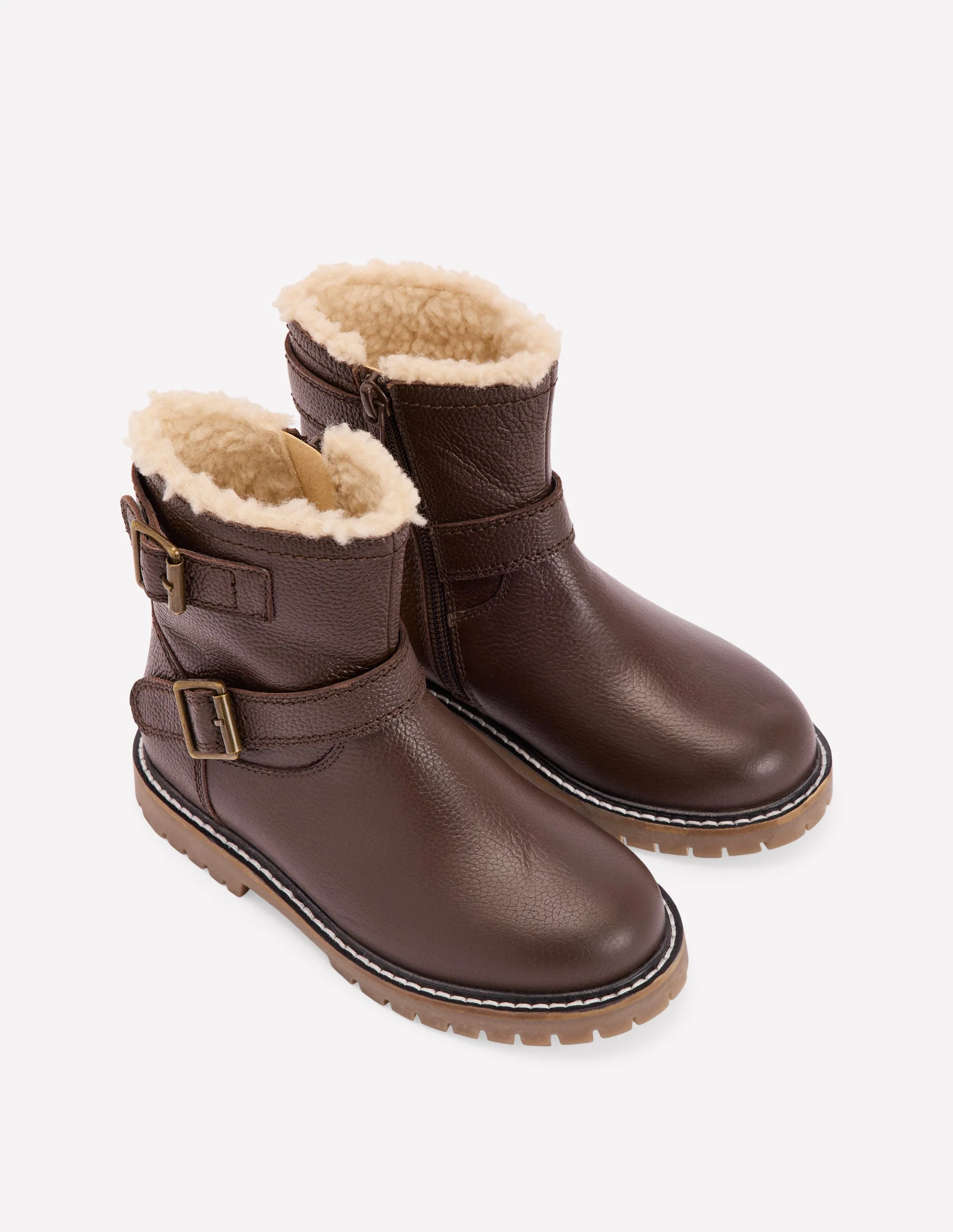 Leather Biker Boots-Dark Chocolate - Image 2