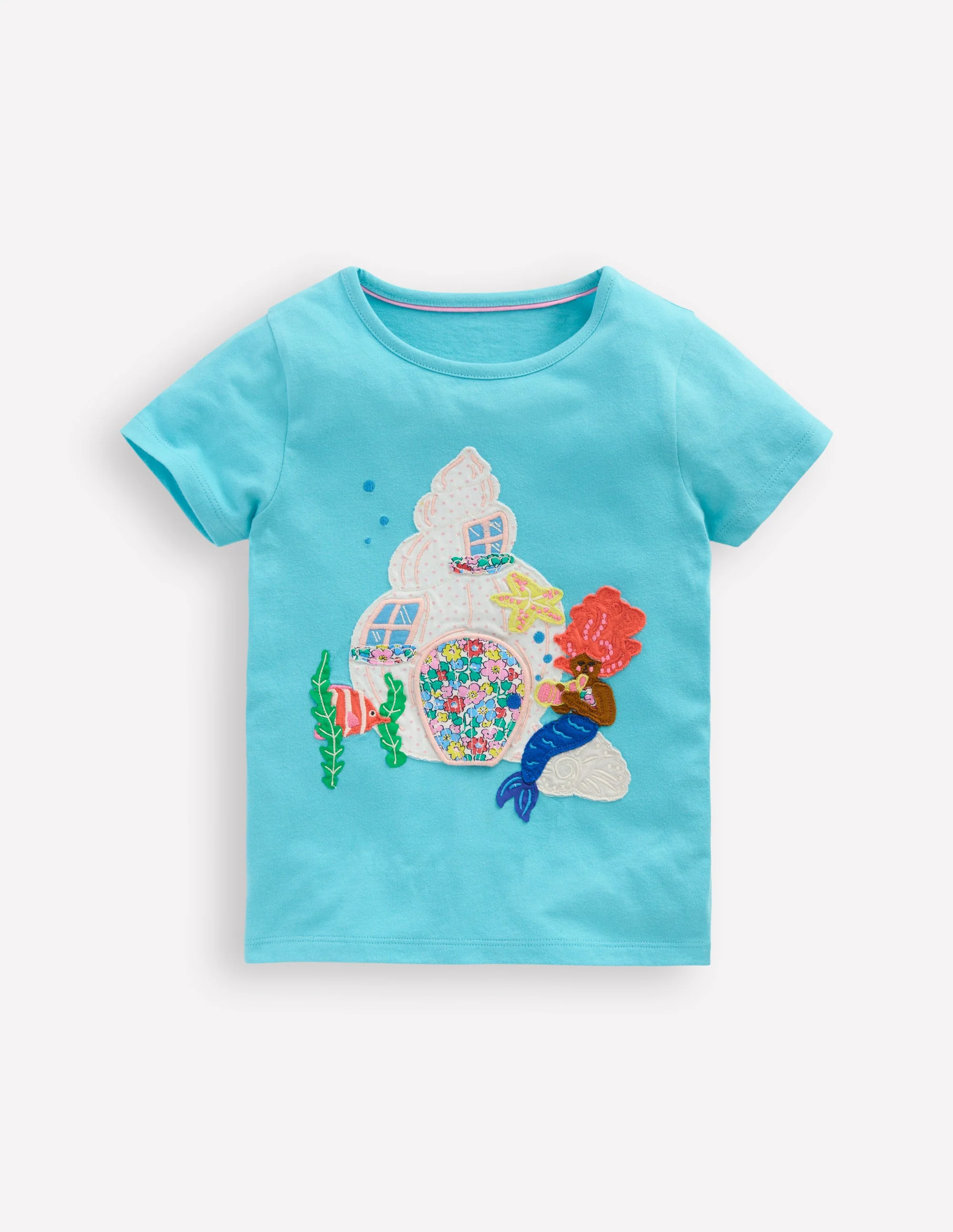 Lift The Flap Short Sleeve Top-Aquamarine Blue Mermaid