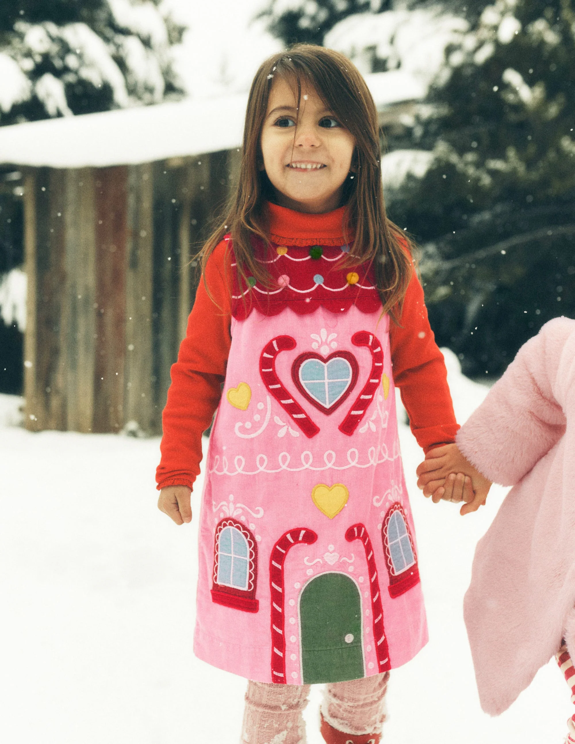 Logo Pinafore Dress-Formica Pink Gingerbread House - Image 4