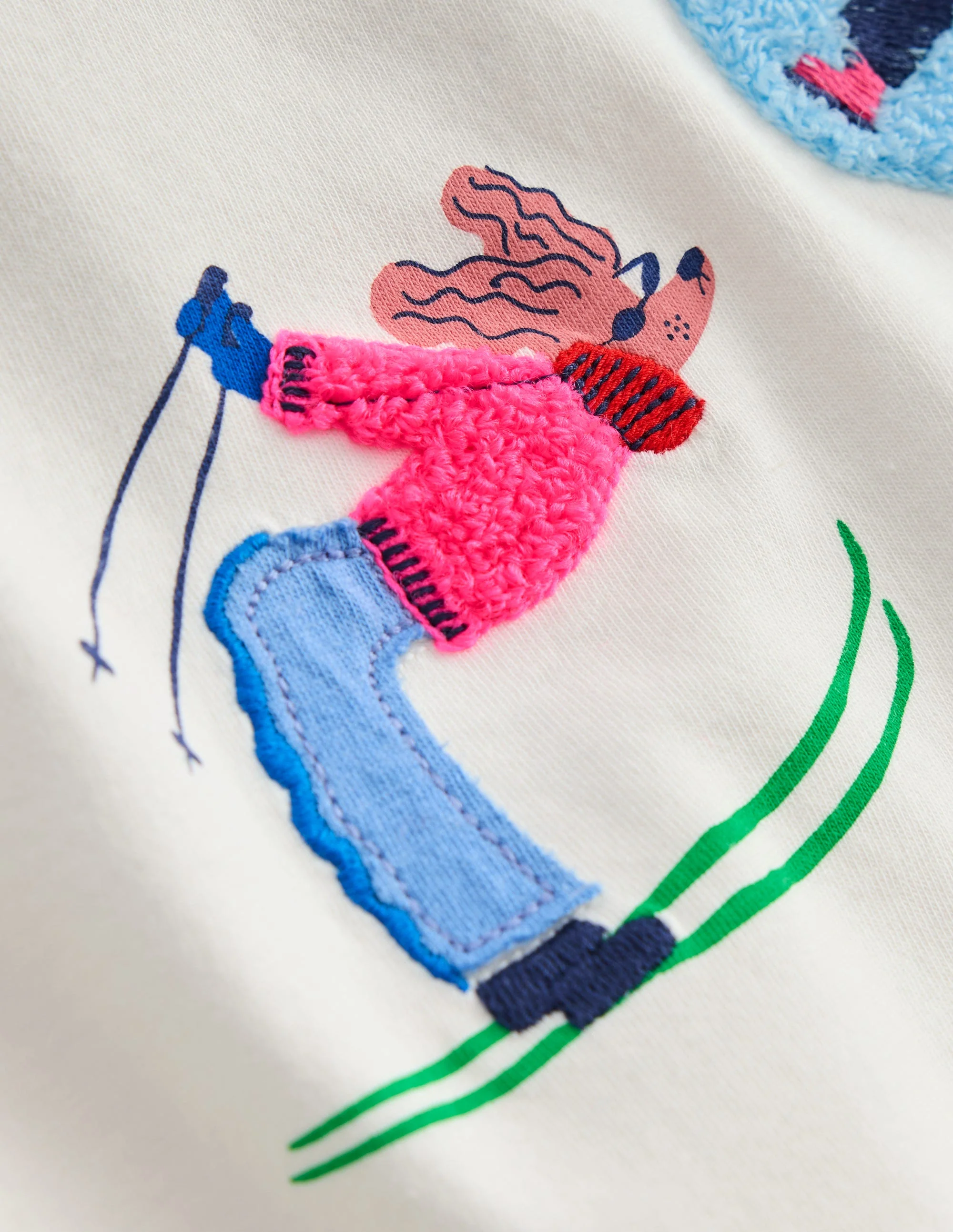 Long Sleeve Bouclé T-shirt-Soft Ivory Skiers - Image 3