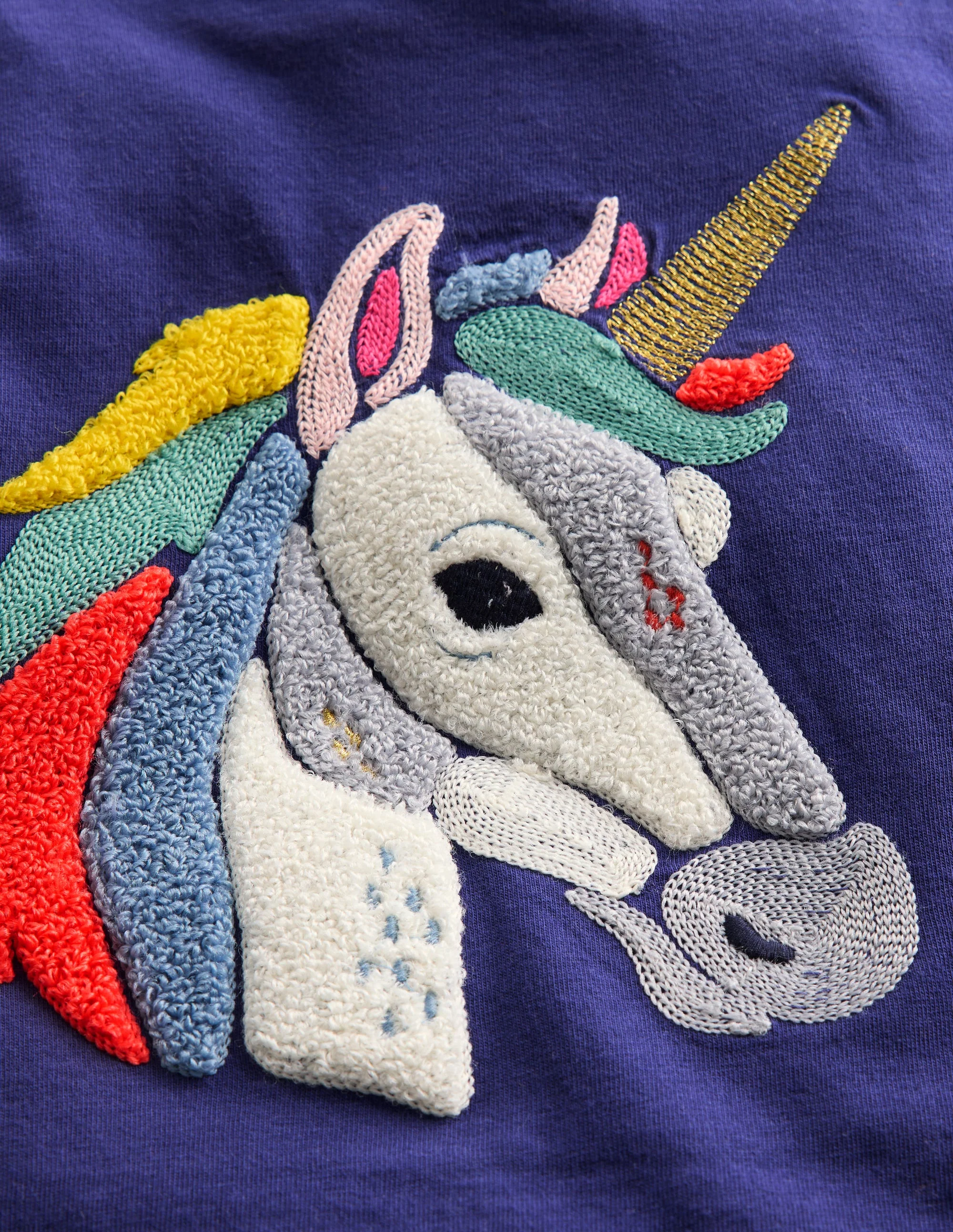 Long Sleeve Bouclé T-shirt-Starboard Blue Unicorn - Image 3