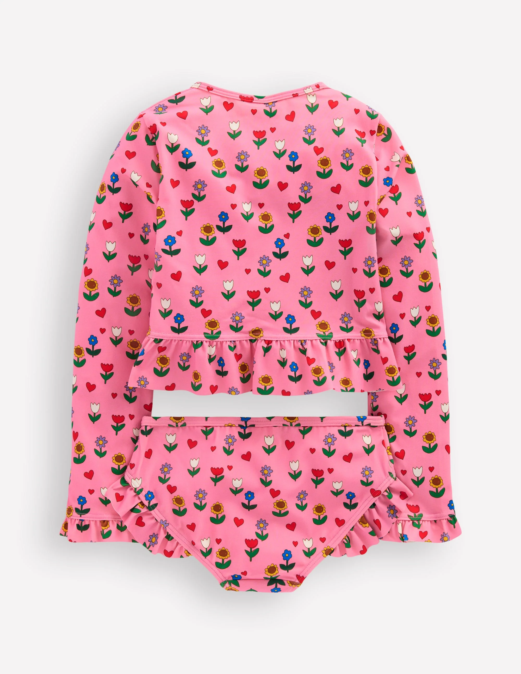 Long Sleeve Frill Set-Almond Pink Sunflower Garden - Image 2