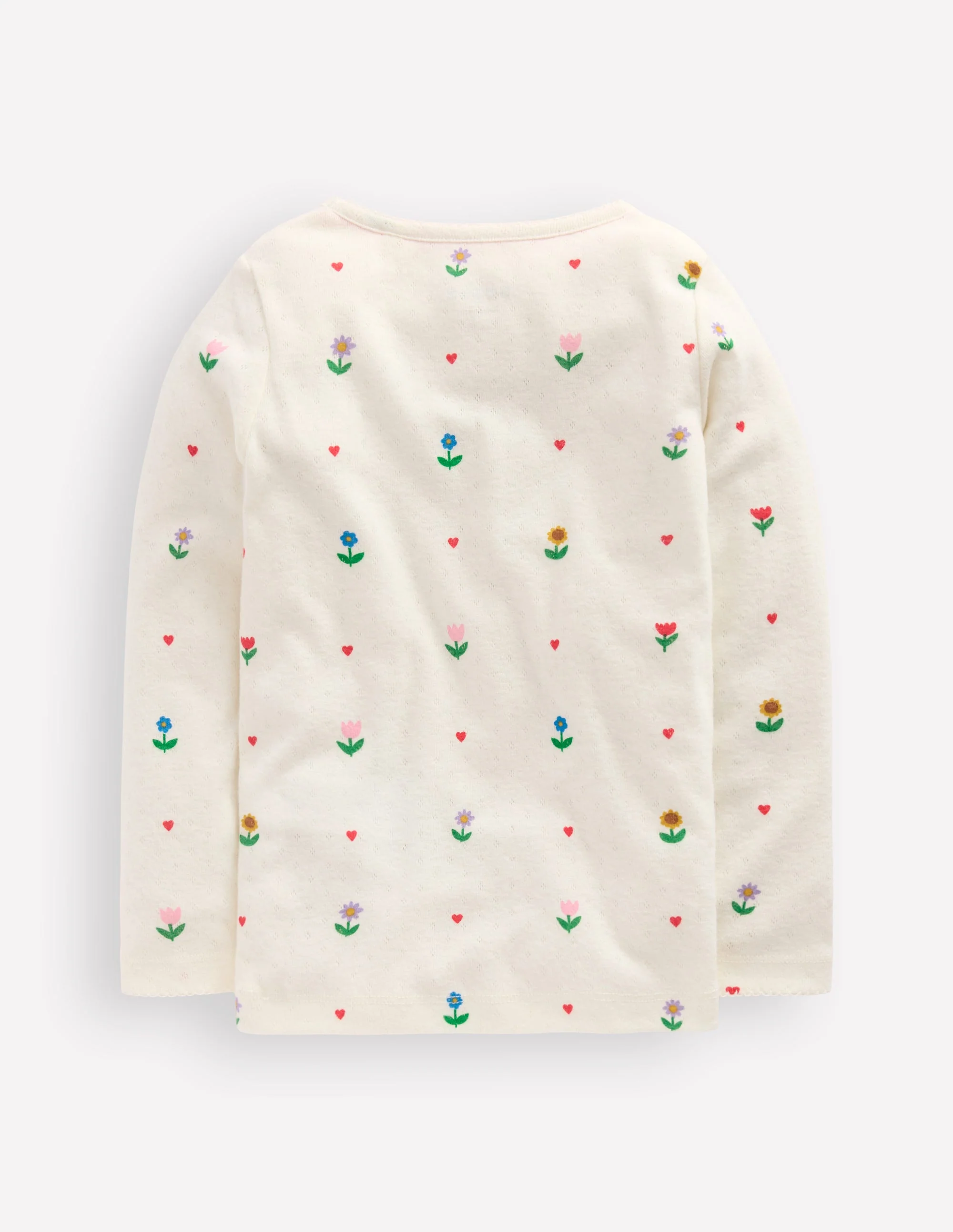Long Sleeve Pointelle Top-Ivory Sunflower Garden - Image 2