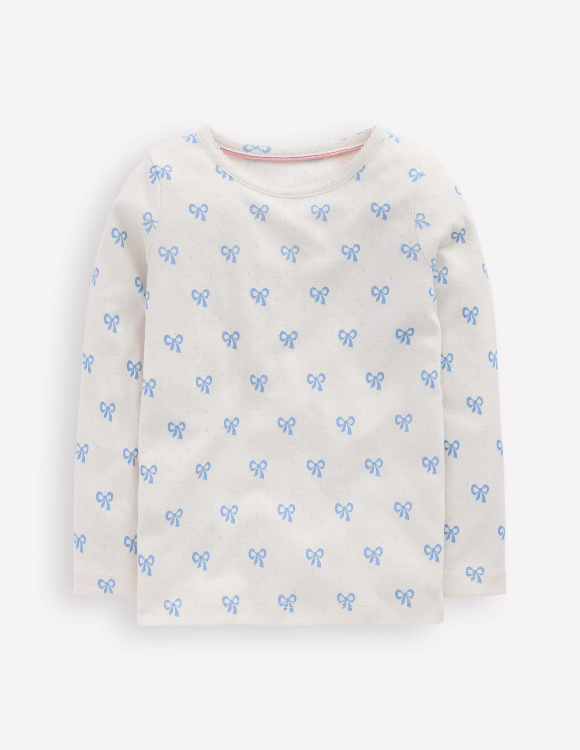 Long Sleeve Pointelle Top-Multi Bows - Image 4