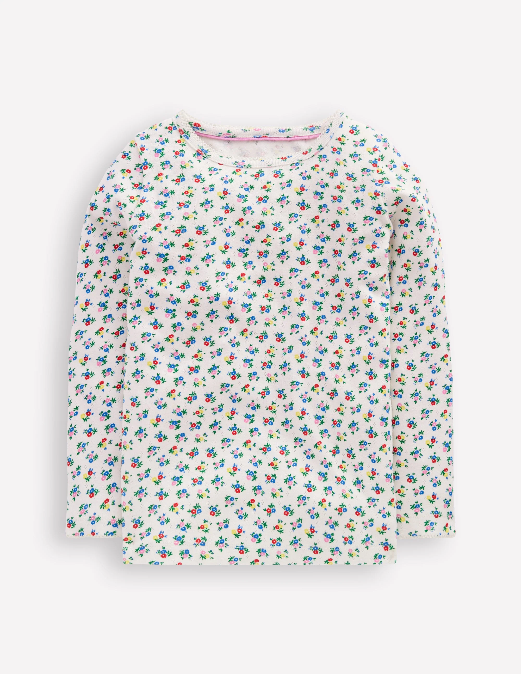Long Sleeve Pointelle Top-Soft Ivory Ditsy - Image 4