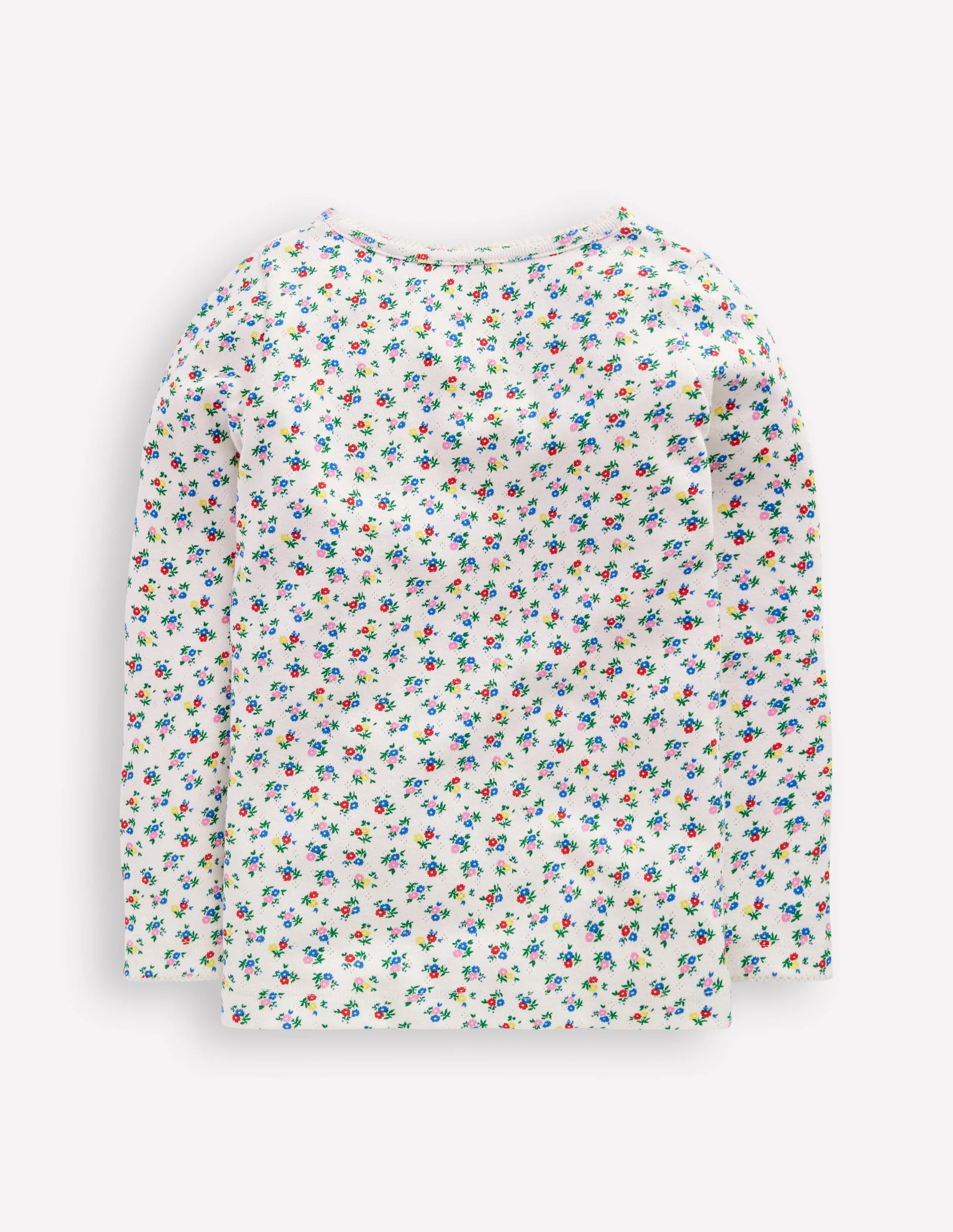 Long Sleeve Pointelle Top-Soft Ivory Ditsy - Image 5