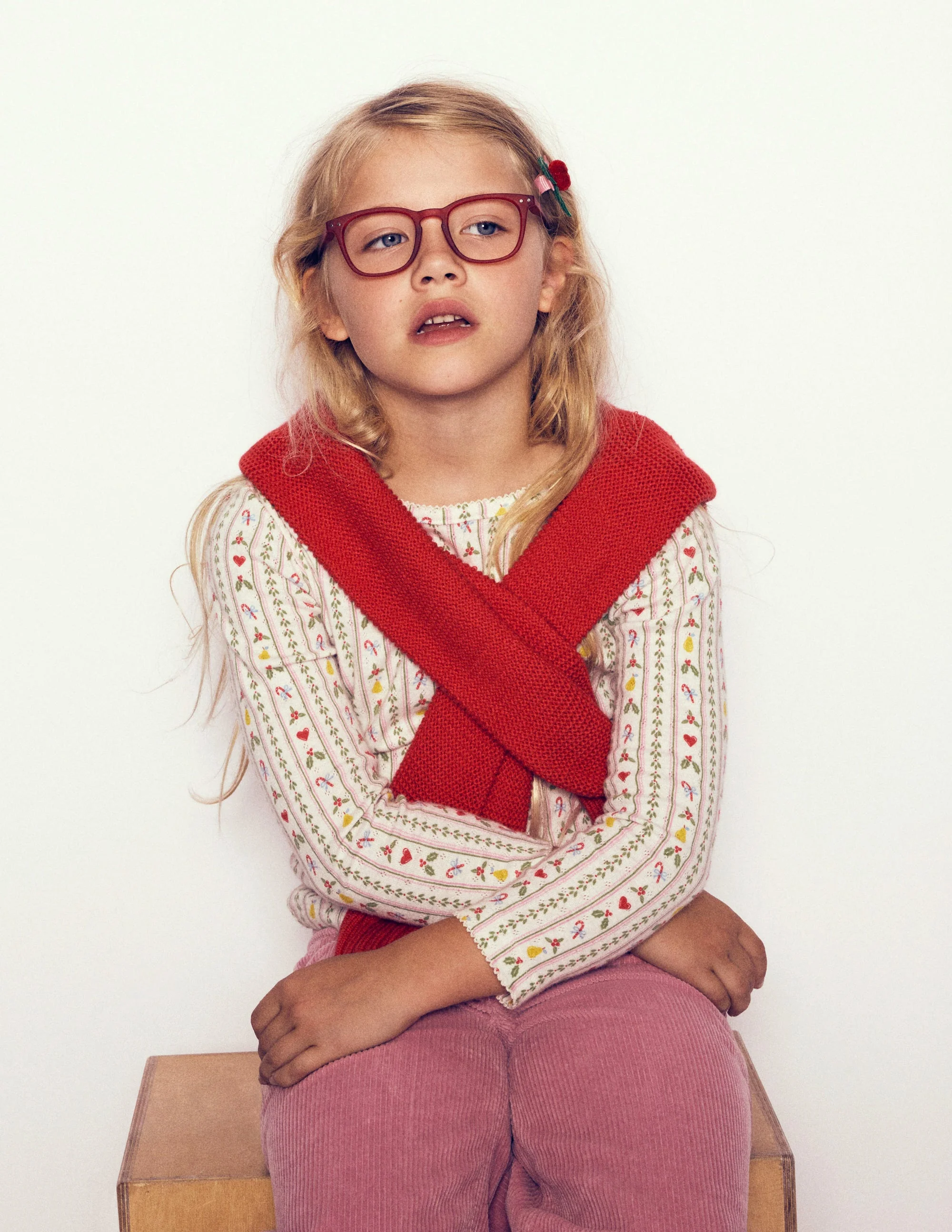 Long Sleeve Pointelle Top-Soft Ivory Nutcracker Stripe - Image 4