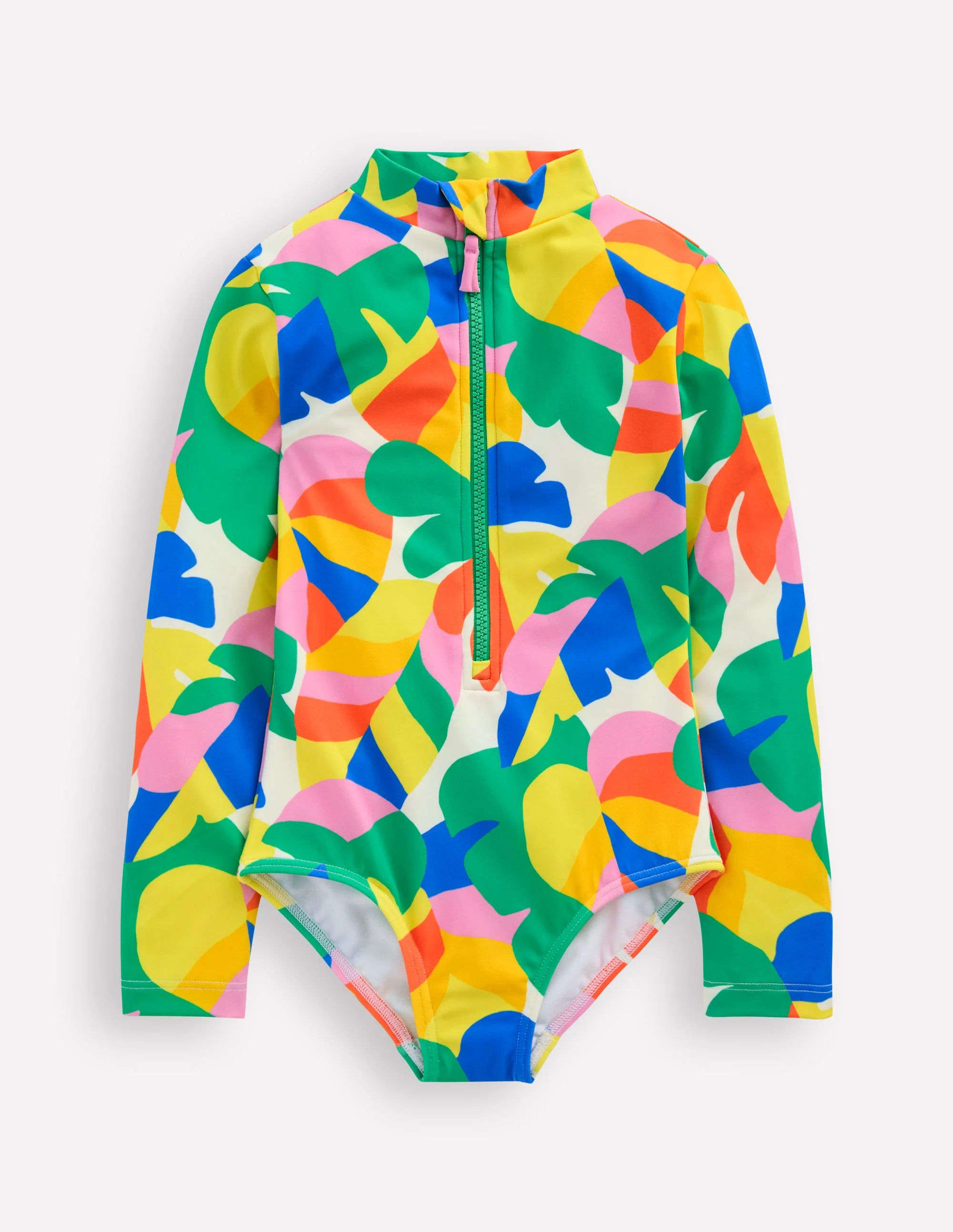 Long-Sleeved Swimsuit-Multi Abstract Palm