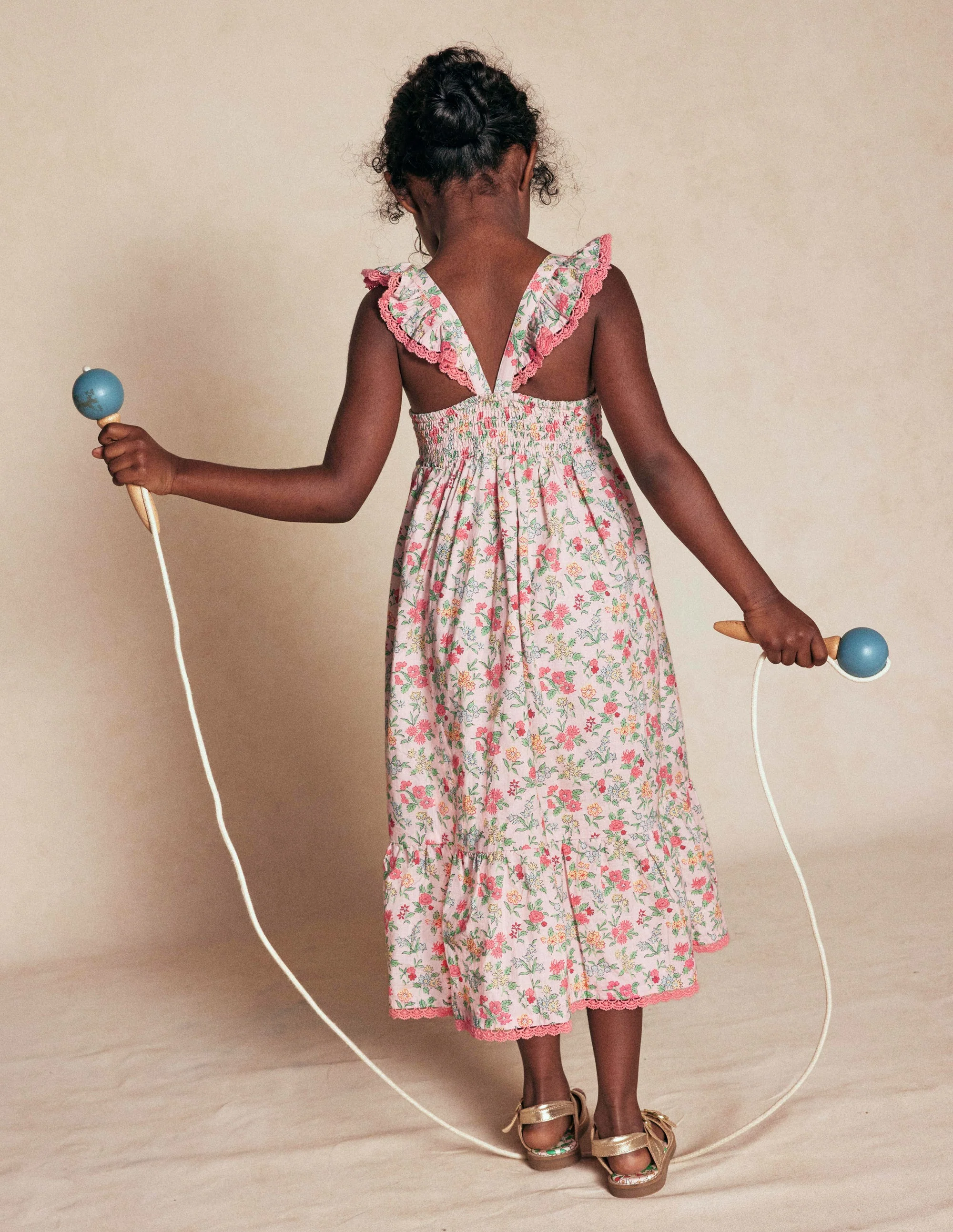 Luella Frill Maxi Sundress-Chalk Pink Garden Ditsy - Image 9