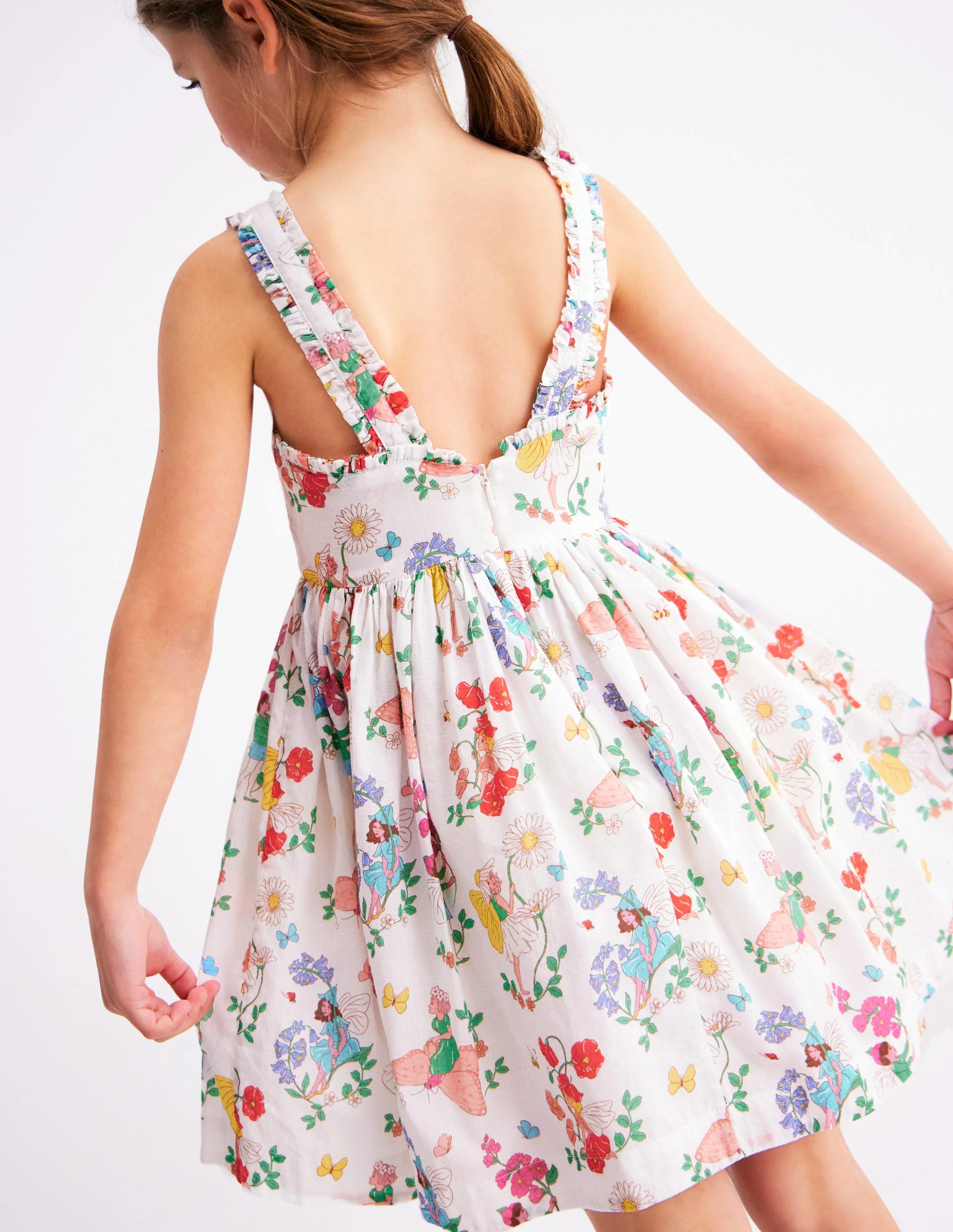 Luna Frill Strap Woven Dress-Multi Flower Fairy - Image 2