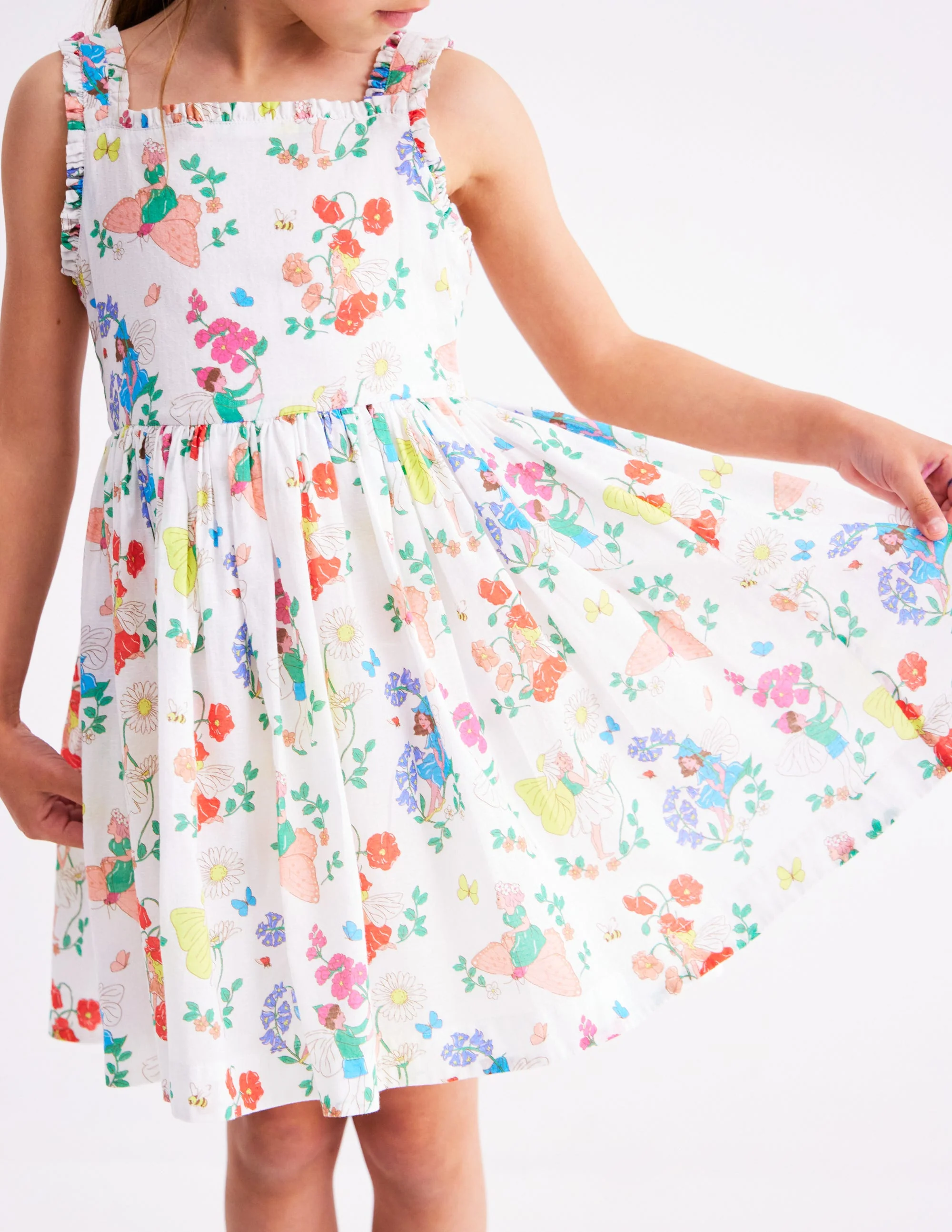 Luna Frill Strap Woven Dress-Multi Flower Fairy - Image 4