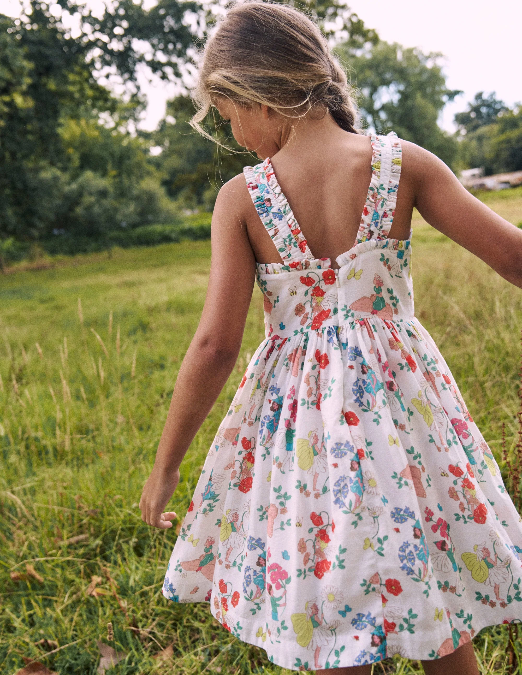 Luna Frill Strap Woven Dress-Multi Flower Fairy - Image 9