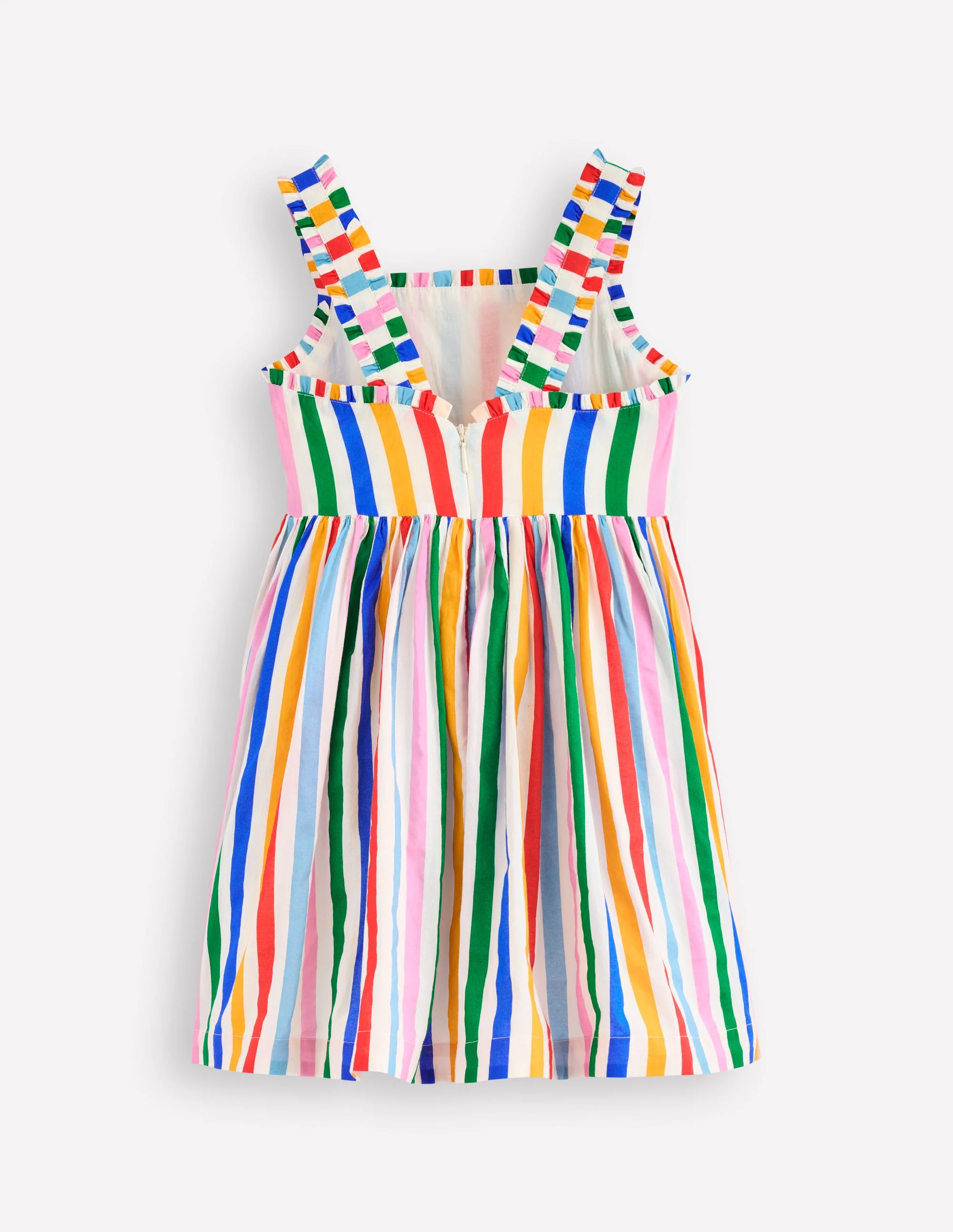 Luna Frill Strap Woven Dress-Multi Rainbow Stripe - Image 2