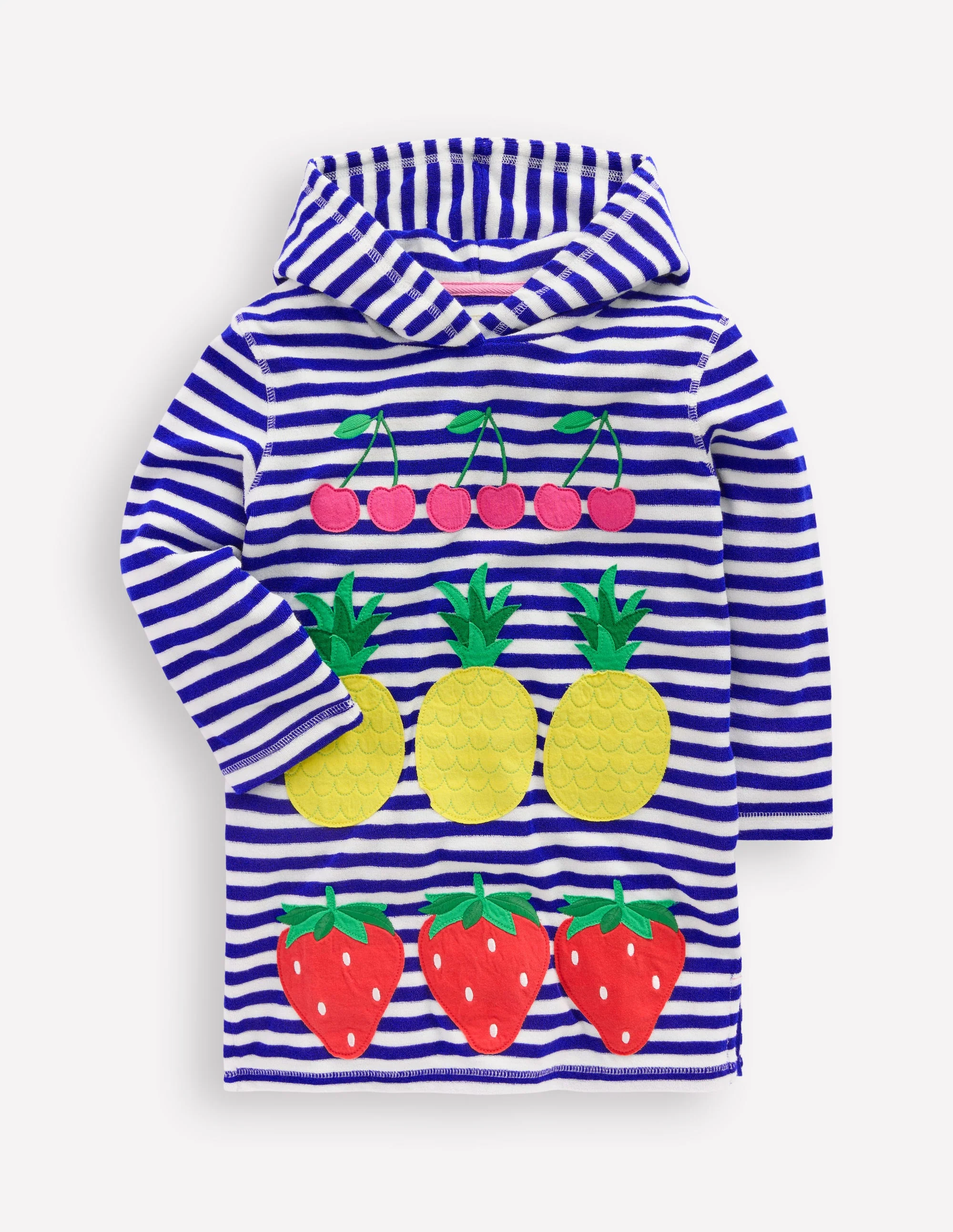 Mara Towelling Throw-On-Bright Blue Fruit Stripe