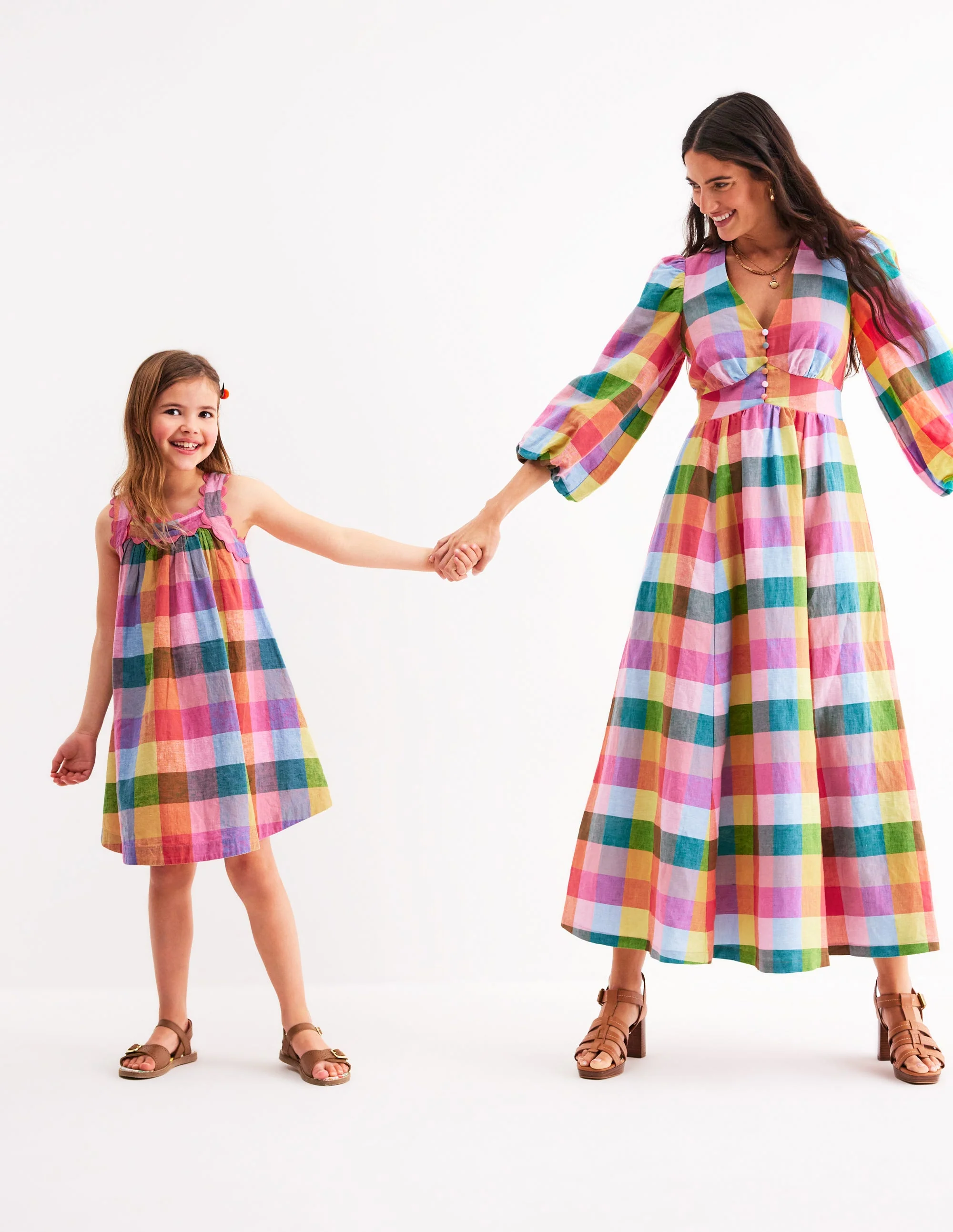 Maribel Strappy Swing Sundress-Multigingham Check - Image 5