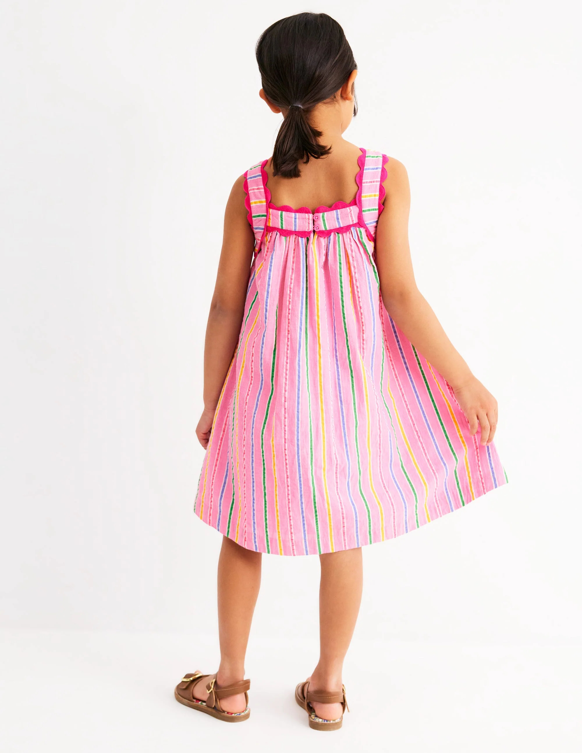 Maribel Strappy Swing Sundress-Pink Multi Stripe - Image 2