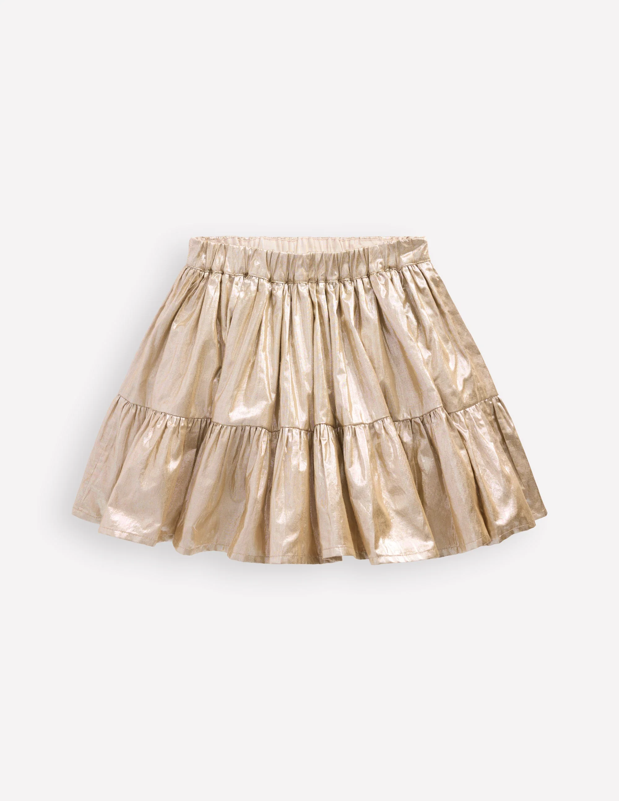 Metallic Tiered Skirt-Gold Metallic