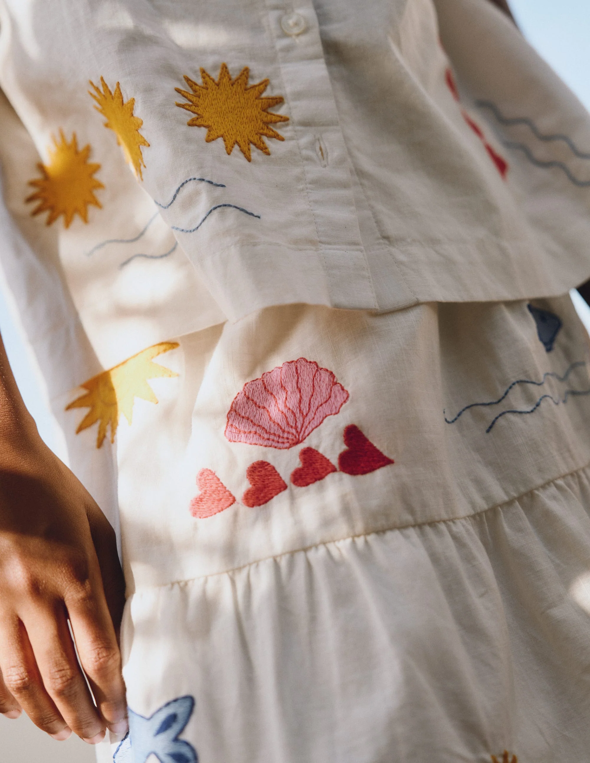 Midi Skirt-Ivory Embroidered - Image 5