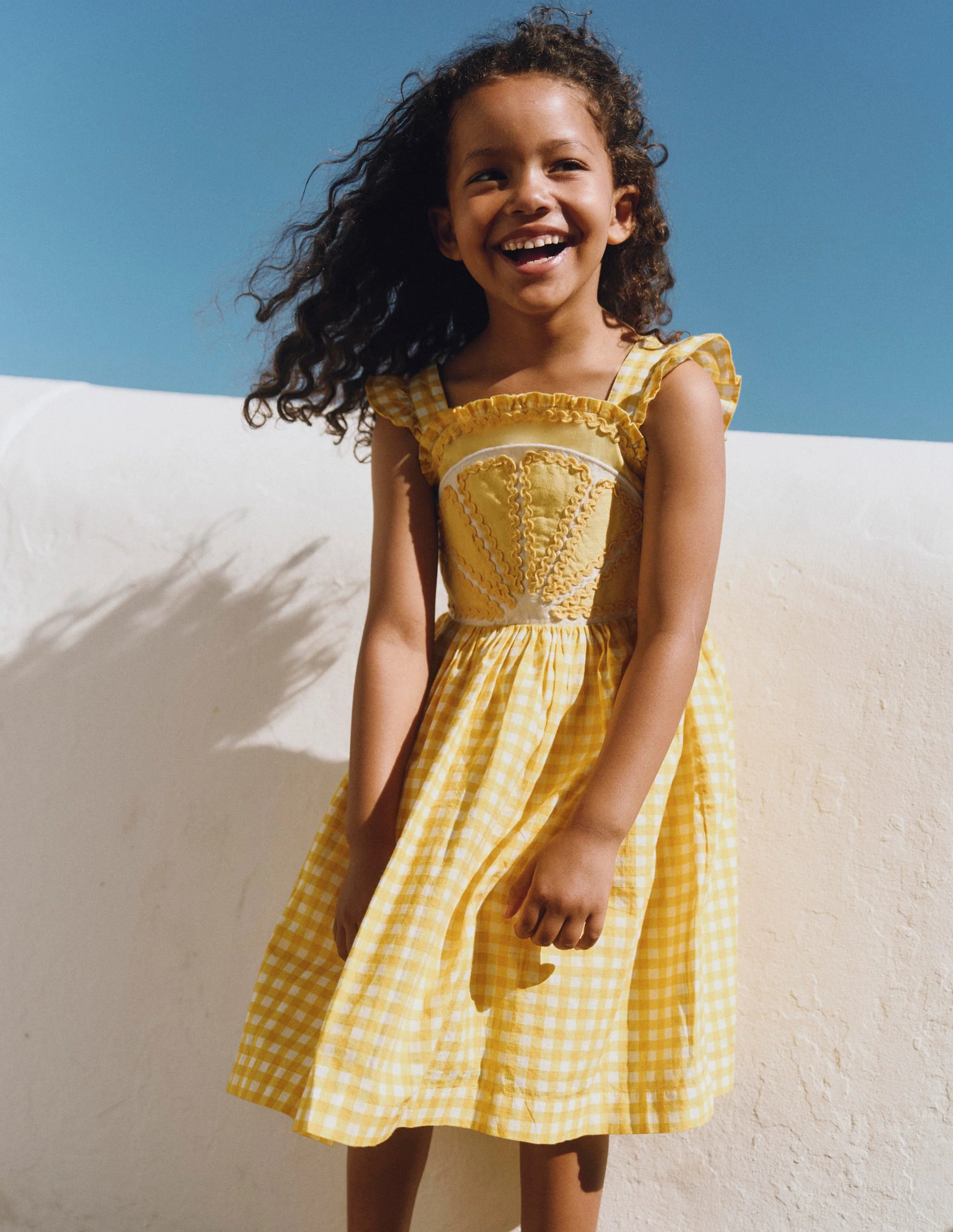 Novelty Strappy Dress-Lemon Gingham