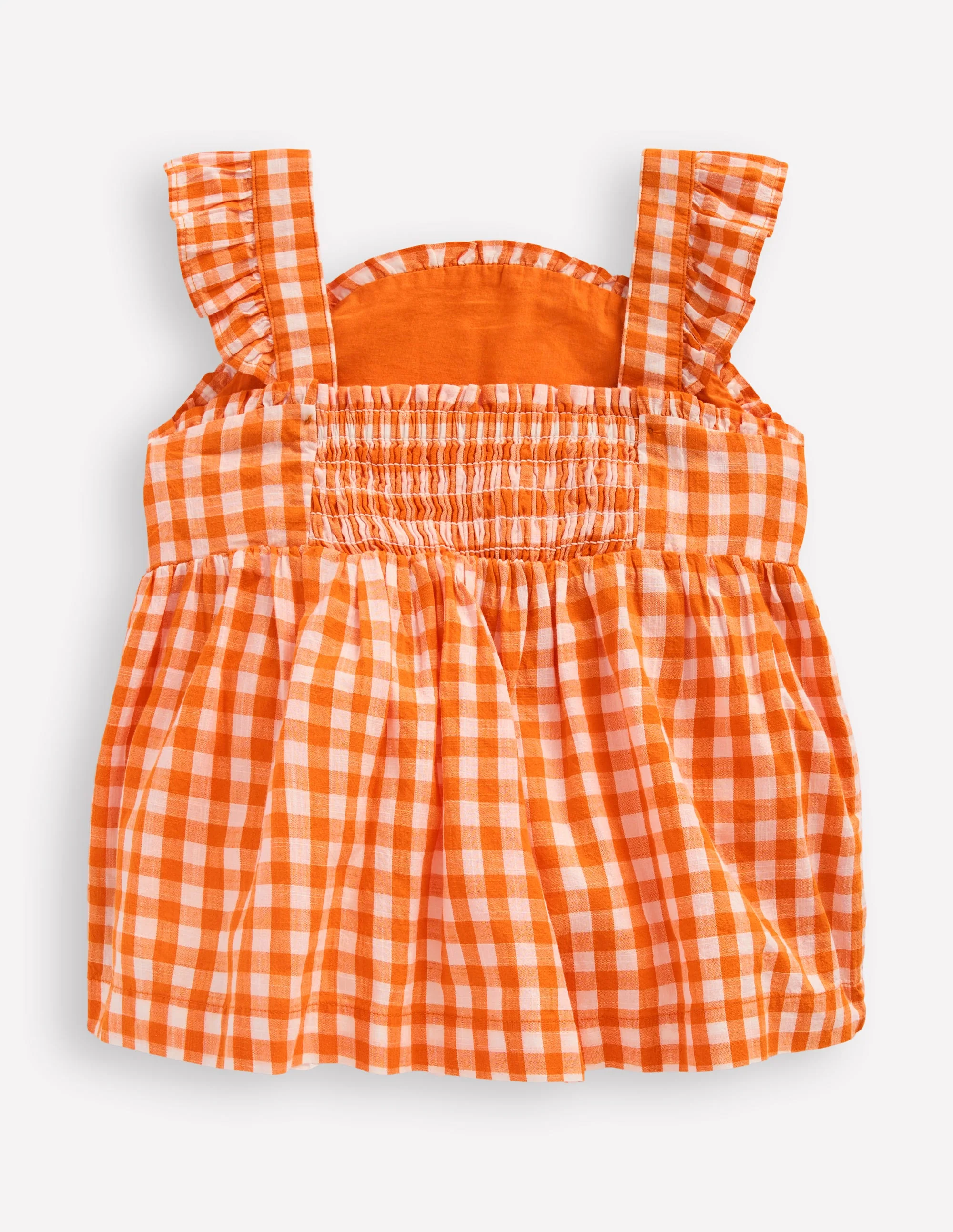 Novelty Strappy Top-Orange and Ivory Gingham - Image 3