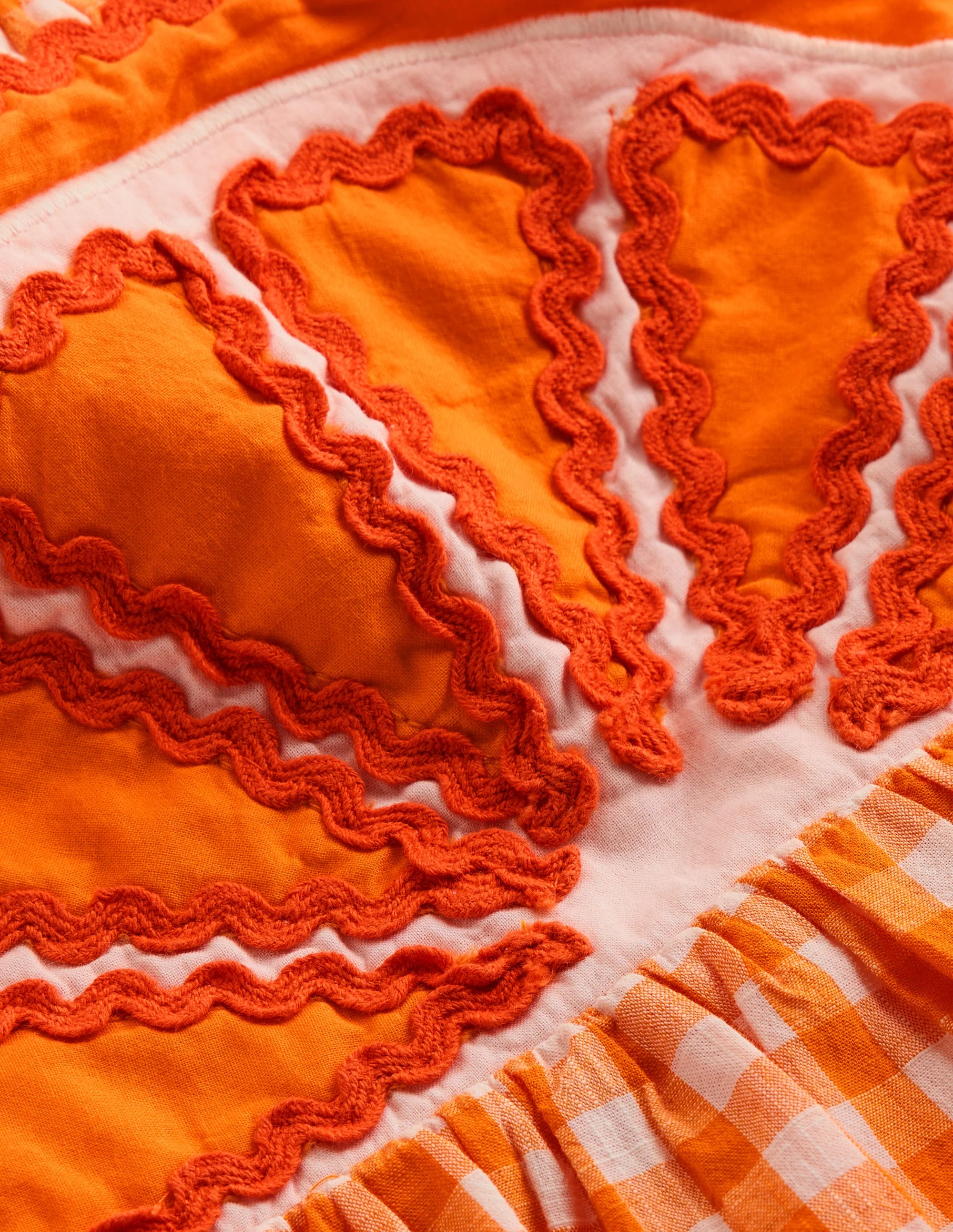 Novelty Strappy Top-Orange and Ivory Gingham - Image 4