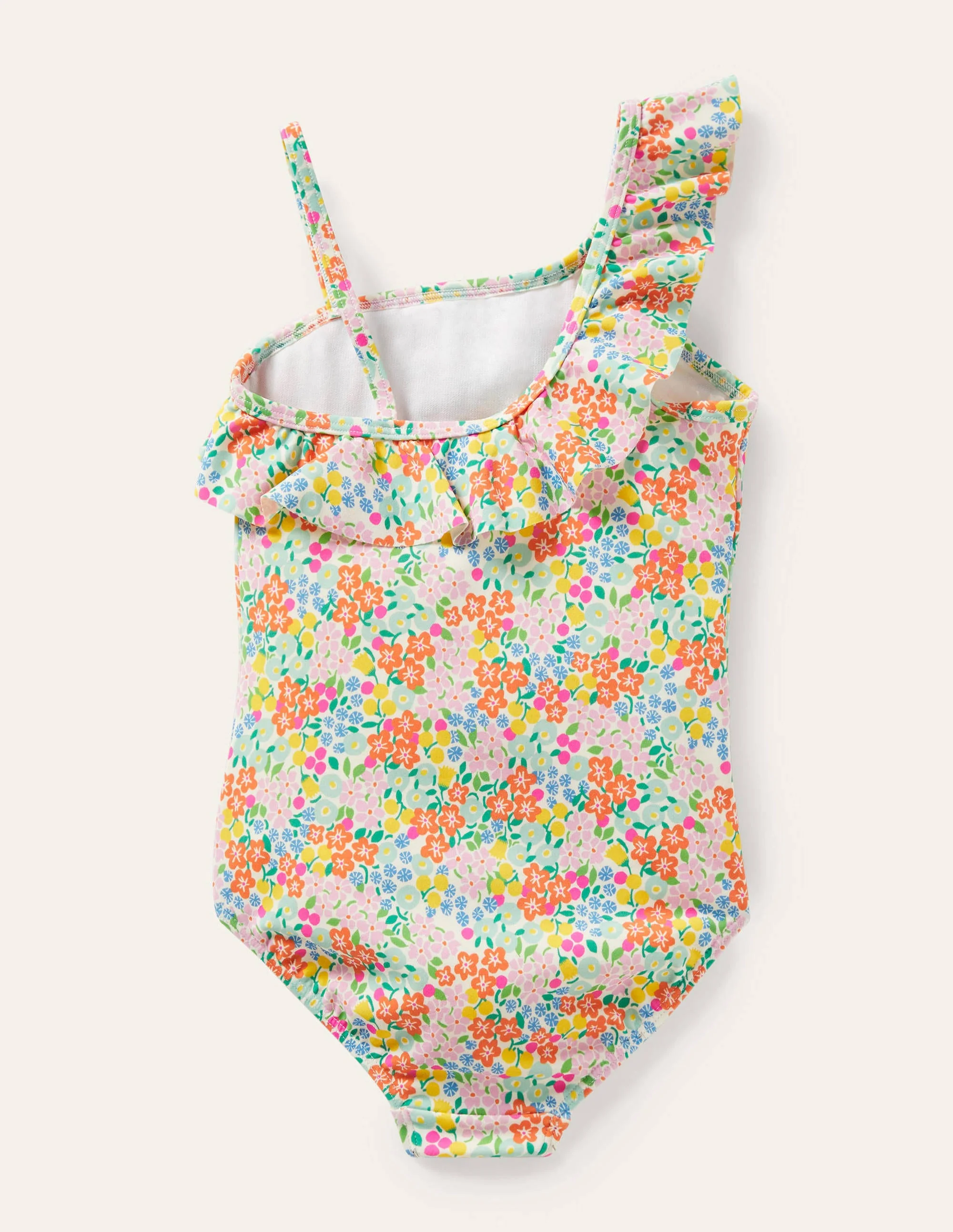 One Shoulder Frill Swimsuit-Multi Tropical Flowerbed - Image 2