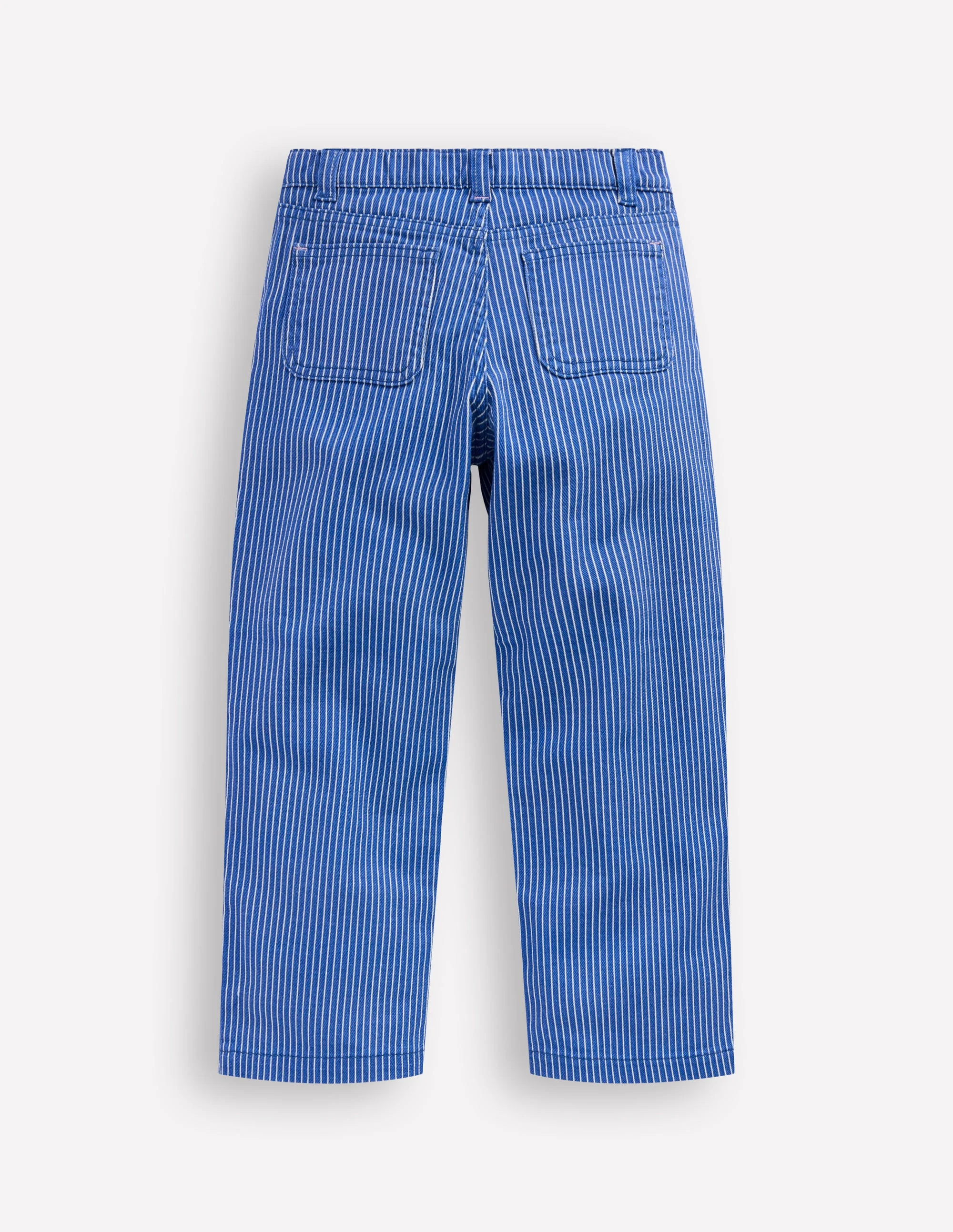 Patch Pocket Straight Jeans-Blue and Ivory Ticking Stripe - Image 2
