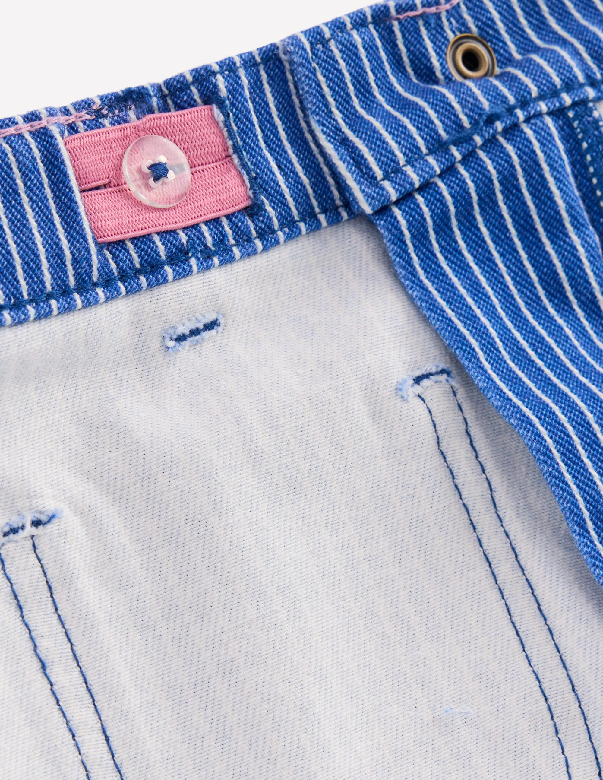 Patch Pocket Straight Jeans-Blue and Ivory Ticking Stripe - Image 4