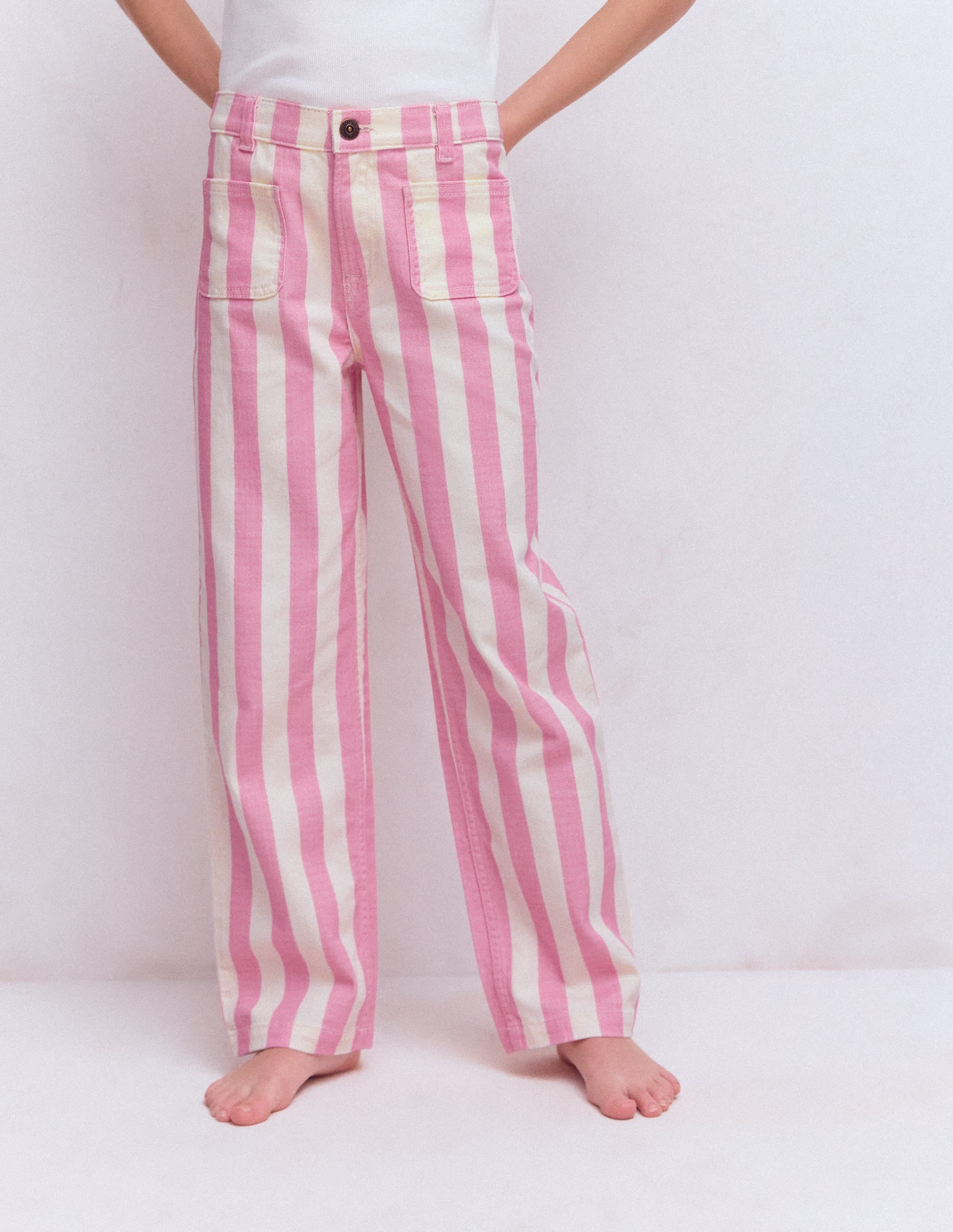 Patch Pocket Straight Jeans-Pink/Ivory Stripe - Image 3