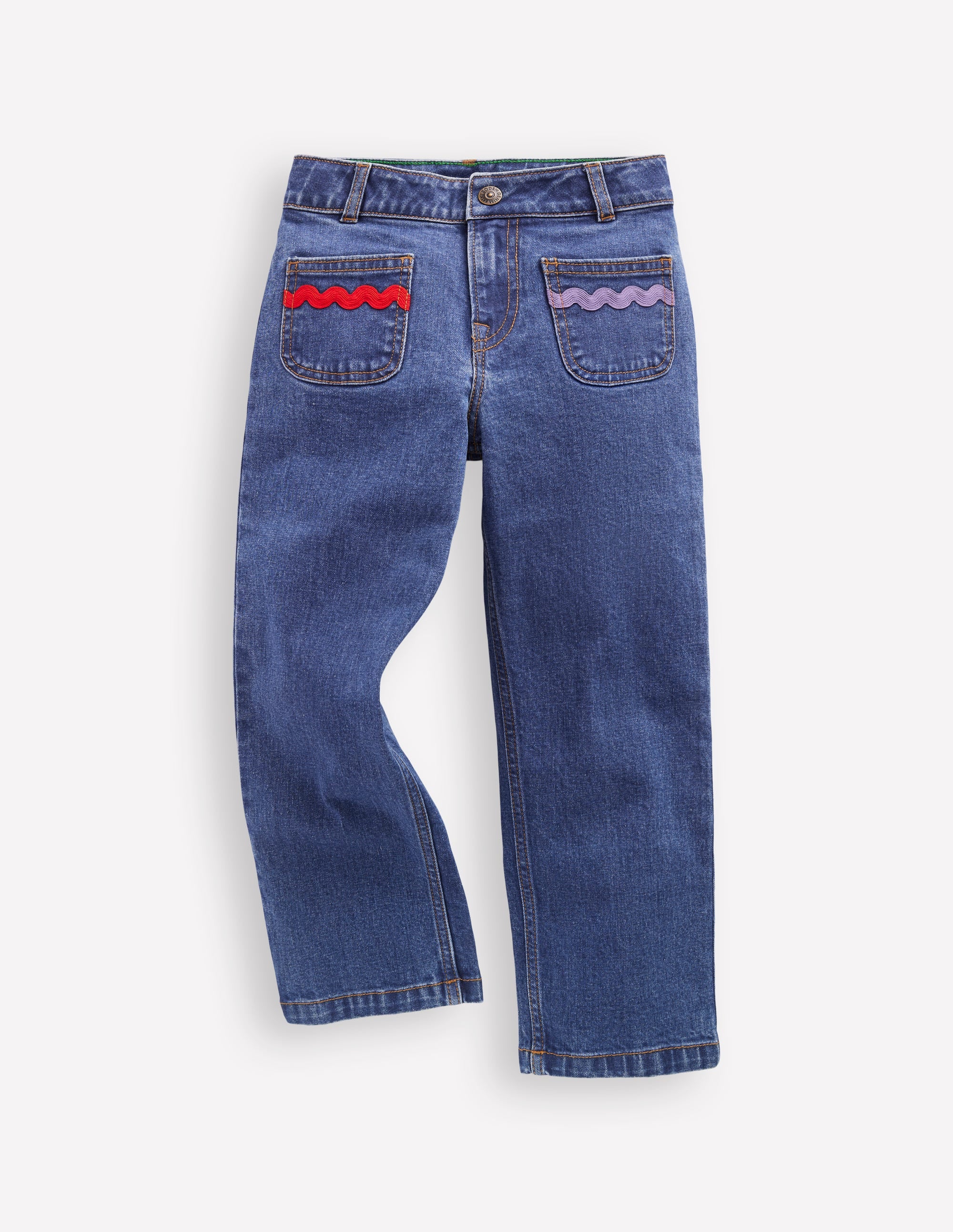 Patch Pocket Trouser-Midwash Denim