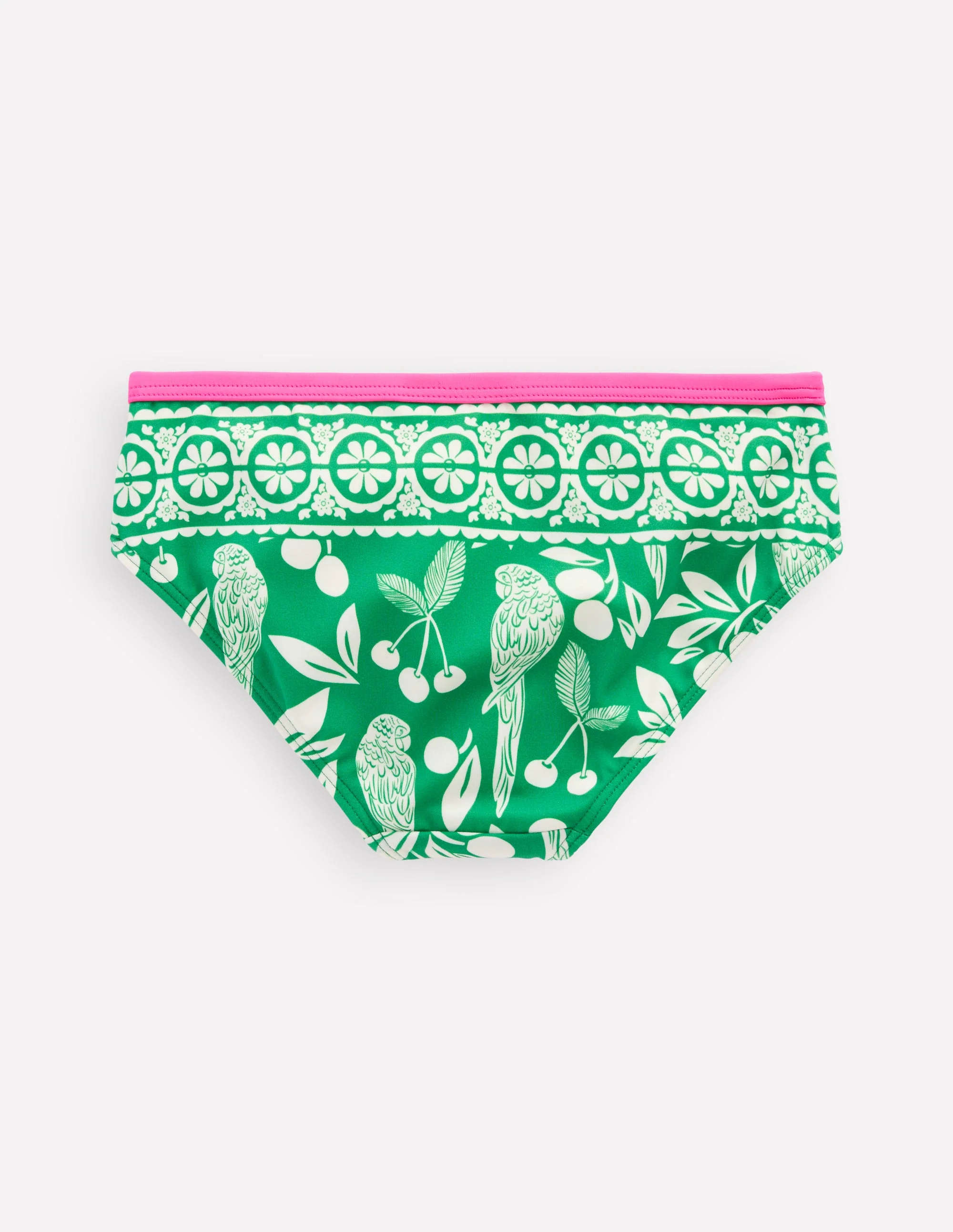 Patterned Bikini Bottoms-Rich Emerald Parrot Palm - Image 2