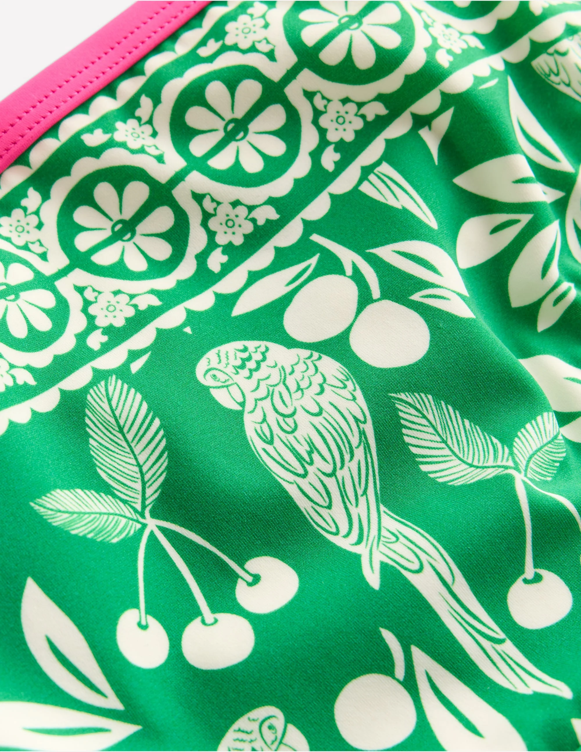 Patterned Bikini Bottoms-Rich Emerald Parrot Palm - Image 3