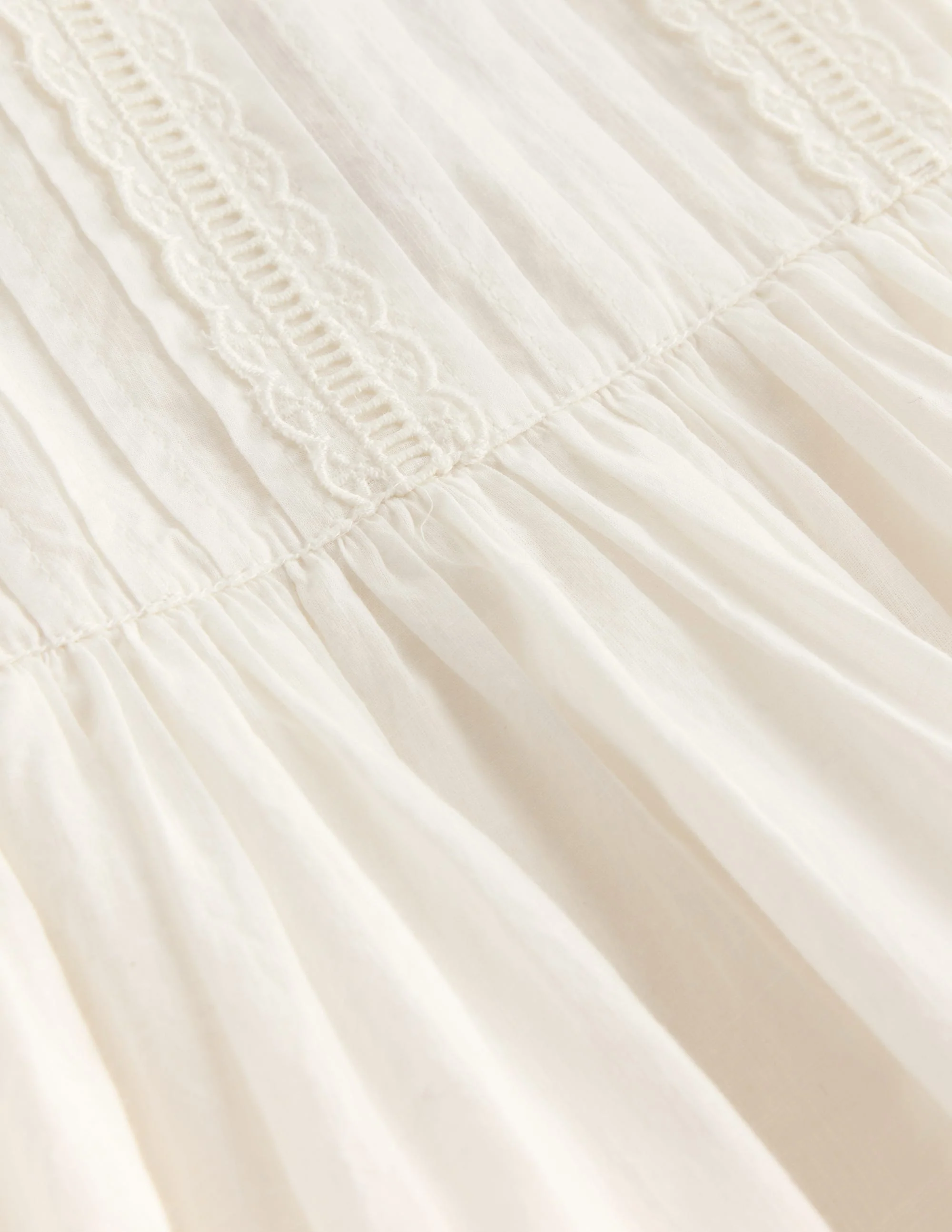 Pintuck Lace Trim Dress-Soft Ivory - Image 3