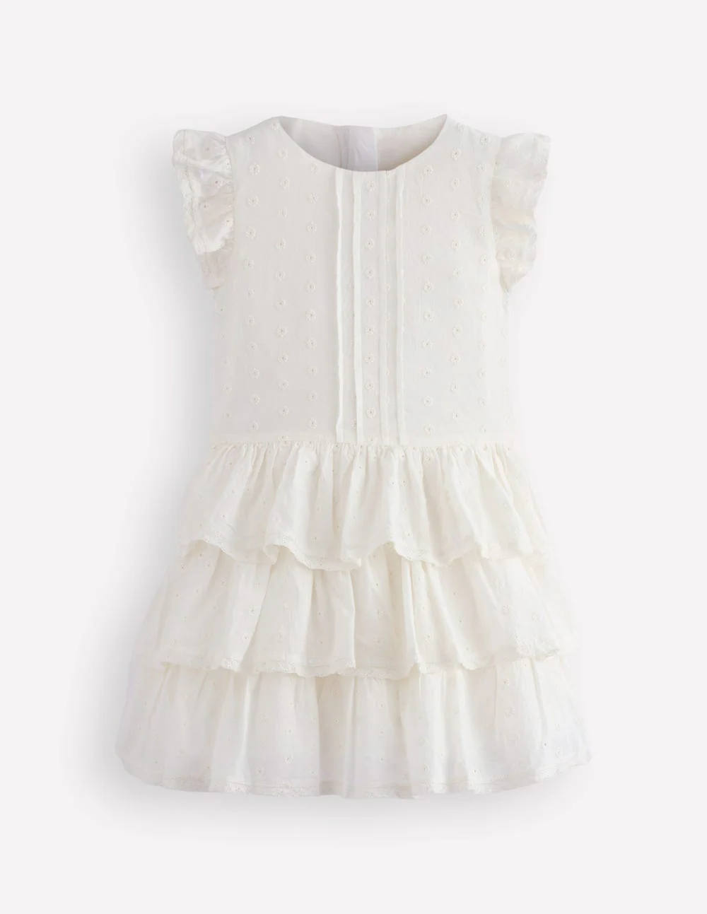 Pintuck Tiered Dress-Soft Ivory