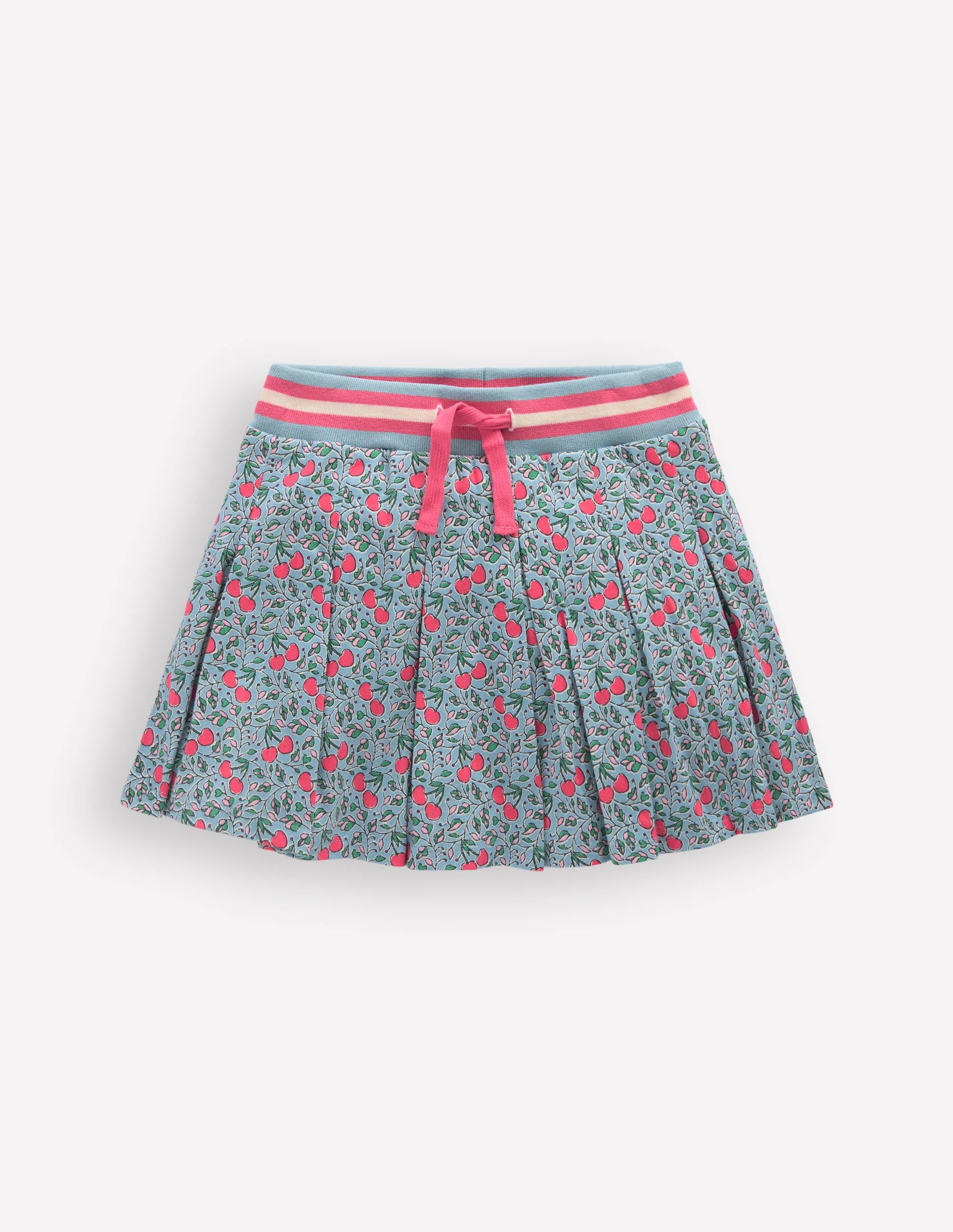 Pleated Jersey Skort-Blue Cherries